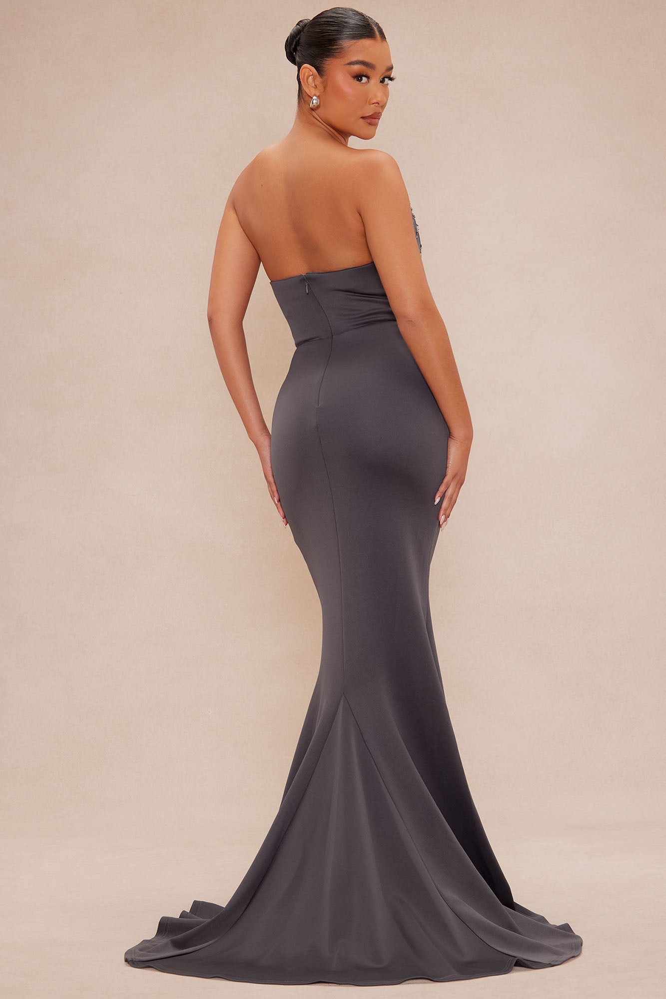 Zoey Embellished Corset Gown - Grey - Image 4