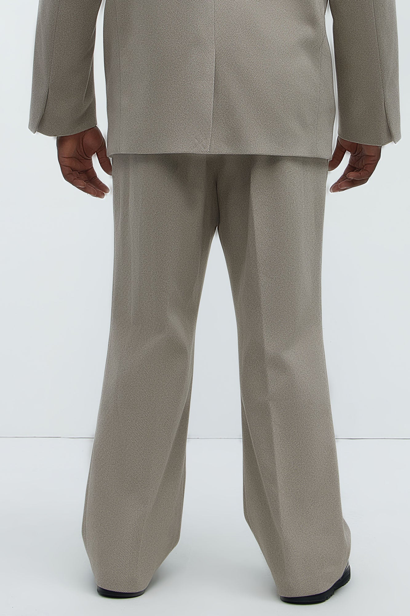 Hallron Herringbone Relaxed Straight Trousers - Taupe - Image 10