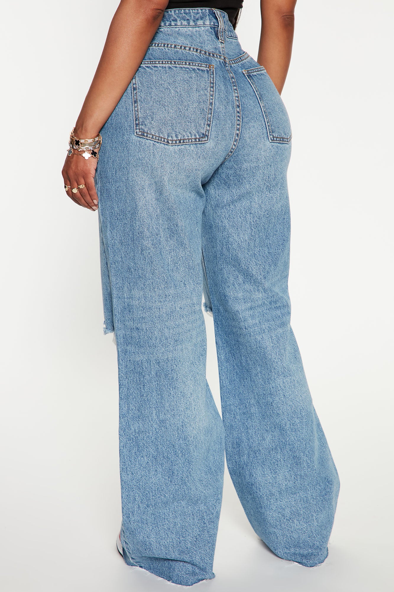 Tough Love Baggy Ripped Straight Leg Jean - Medium Wash - Image 3