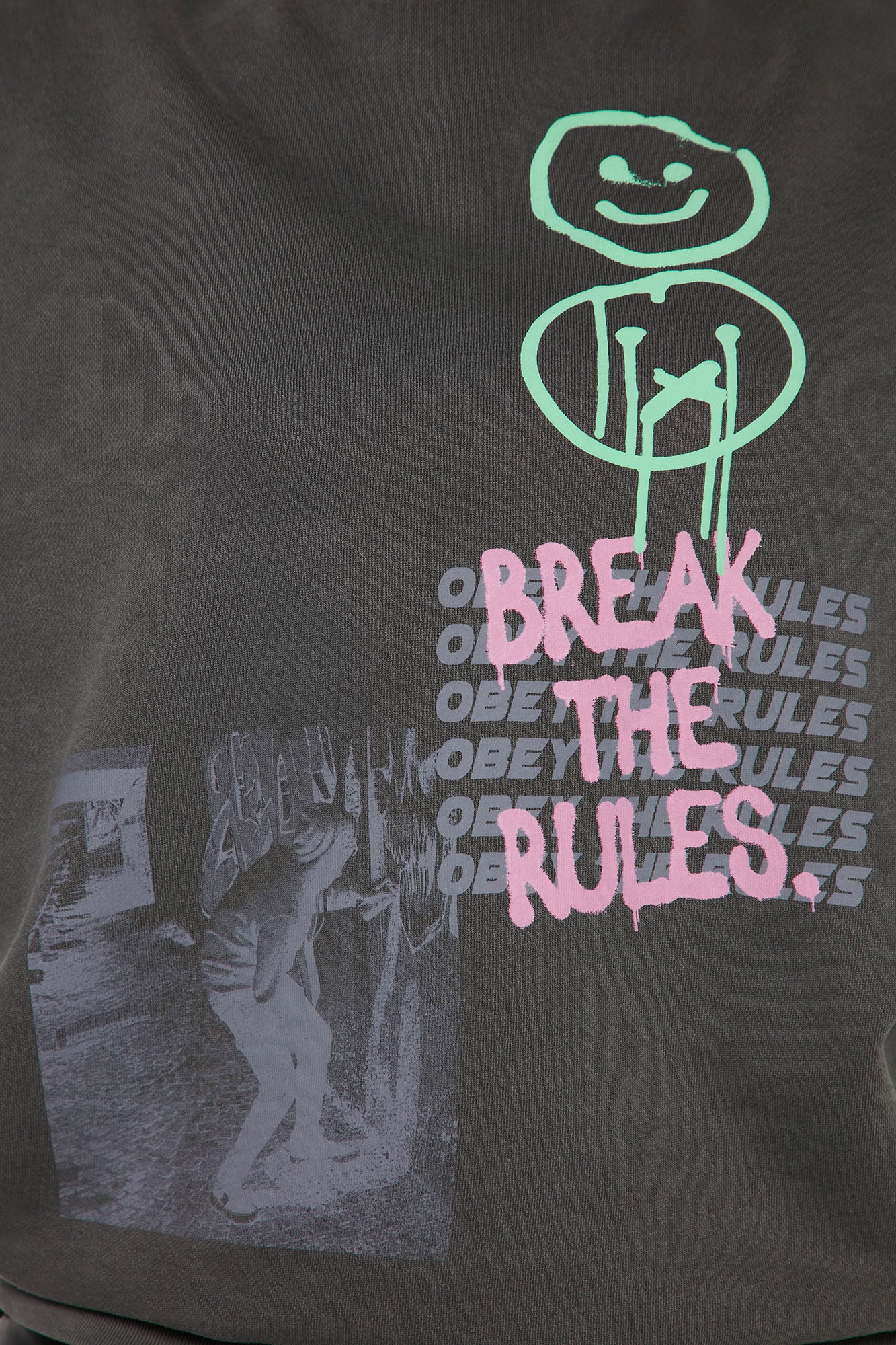 Break The Rules Puff Print Sweatshirt - Charcoal - Image 4