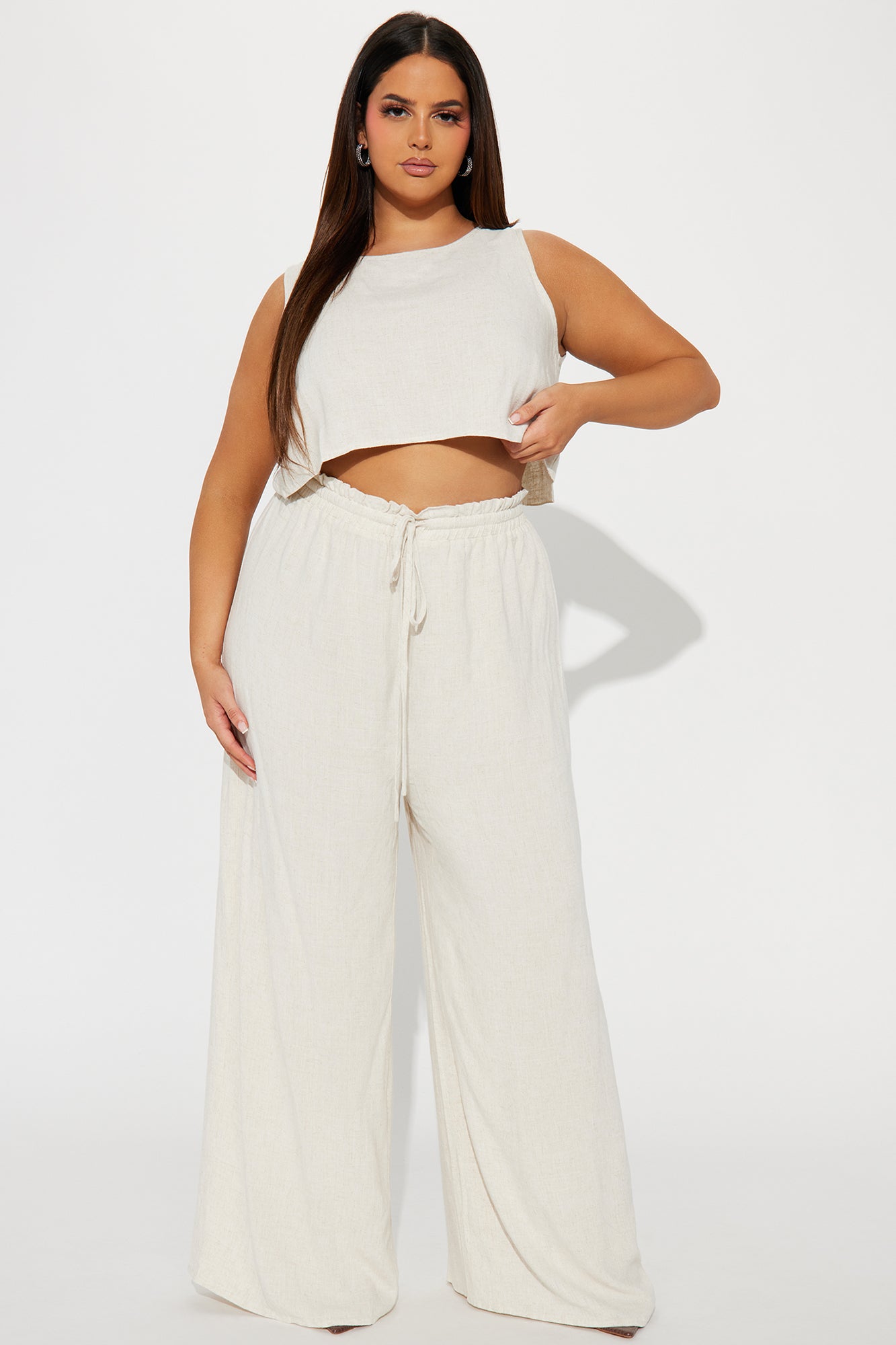 Day Dreaming Linen Pant Set - Oatmeal - Image 4