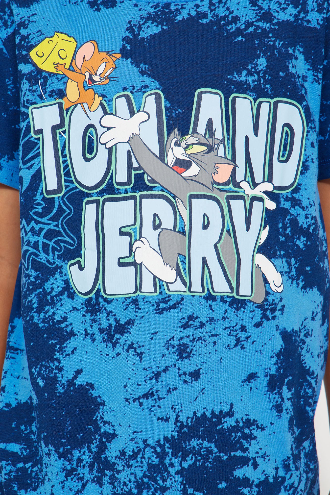 Mini Tom And Jerry Texture Panel Tee - Blue - Image 3