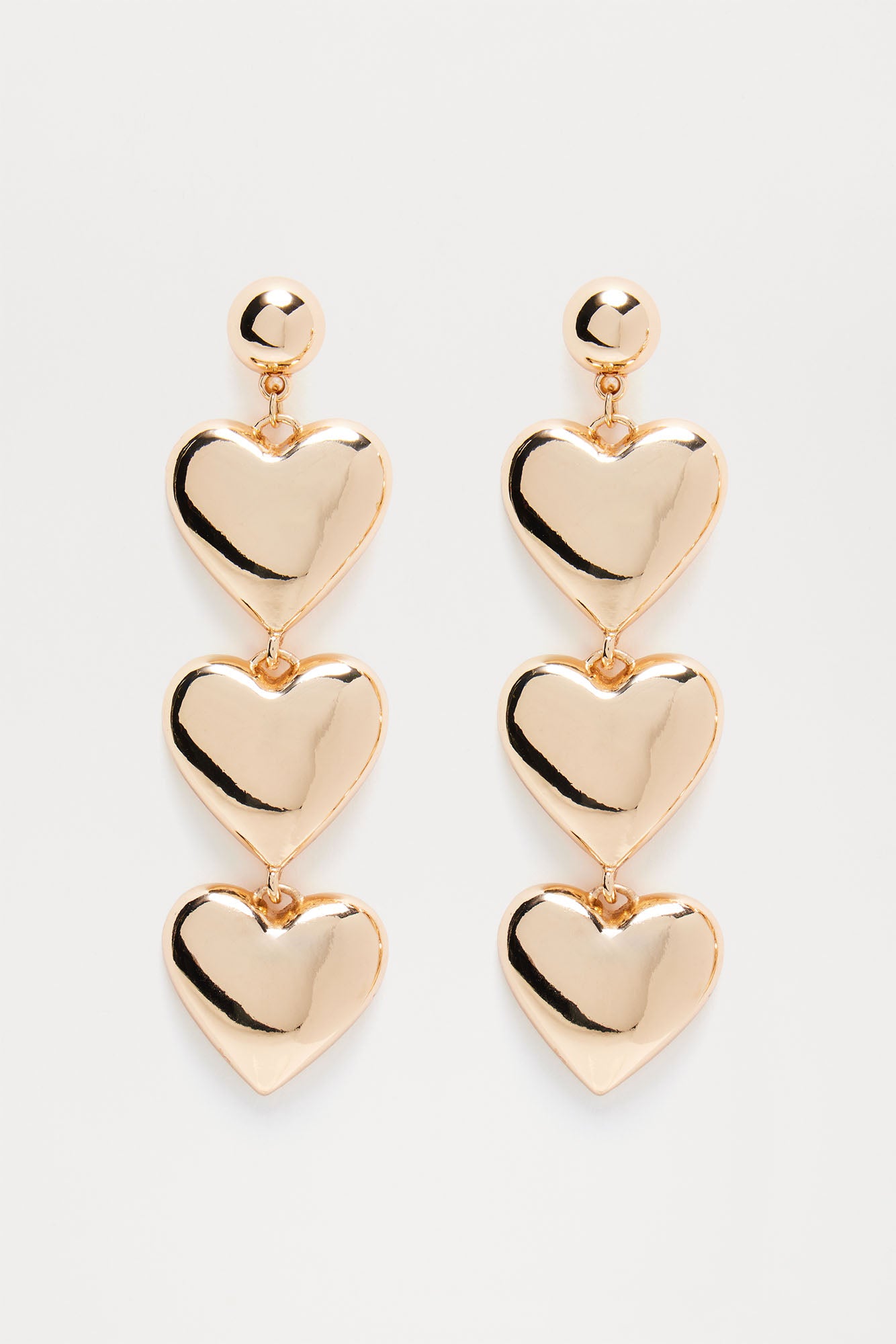 A Full Heart Drop Earrings - Gold - Image 3