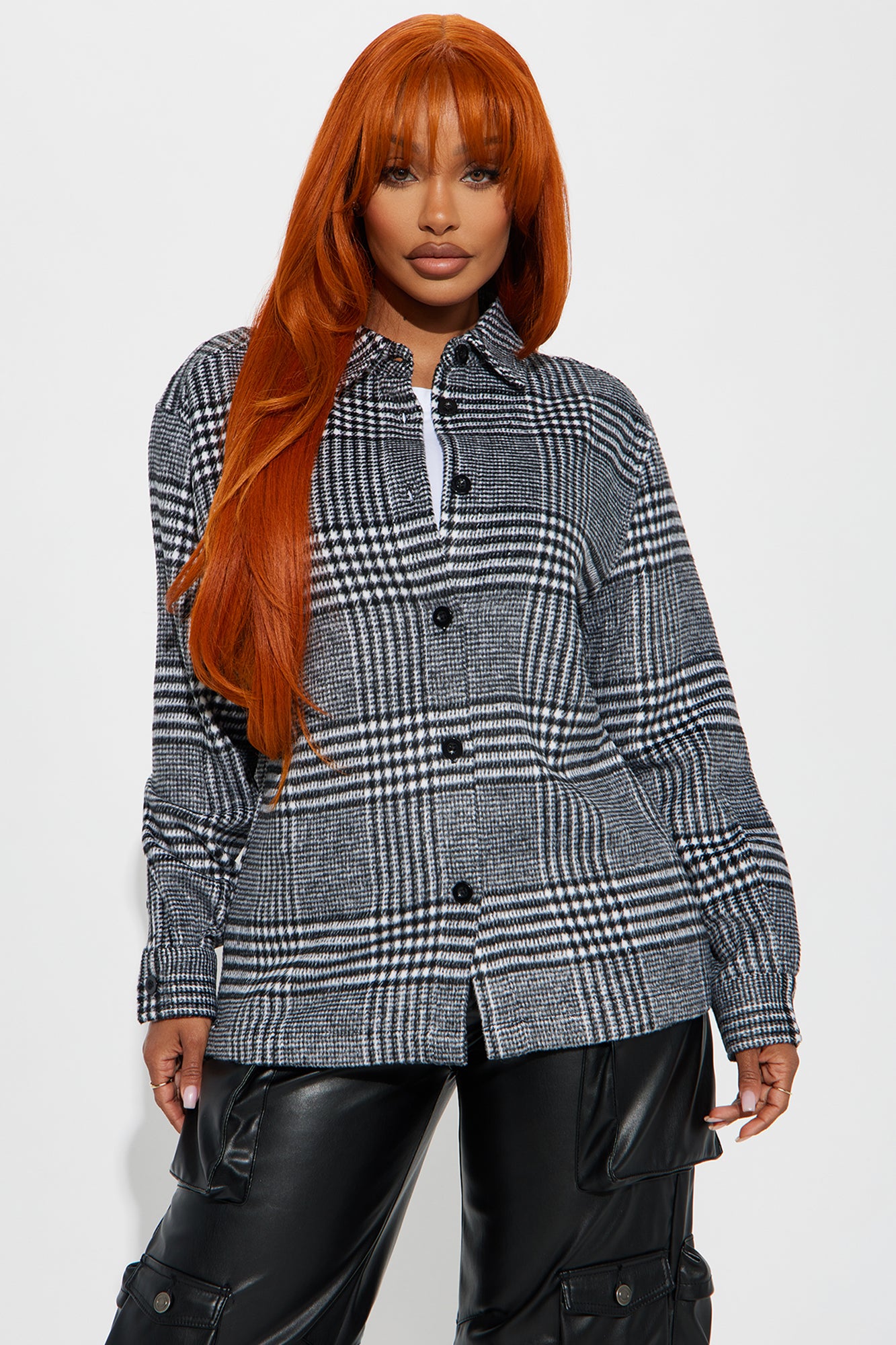 Forever Mine Plaid Shirt Jacket - Black/combo - Image 3