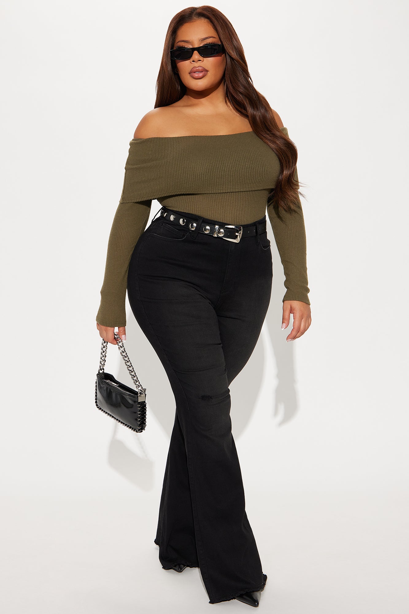 Samantha Sweater Bodysuit - Olive - Image 5