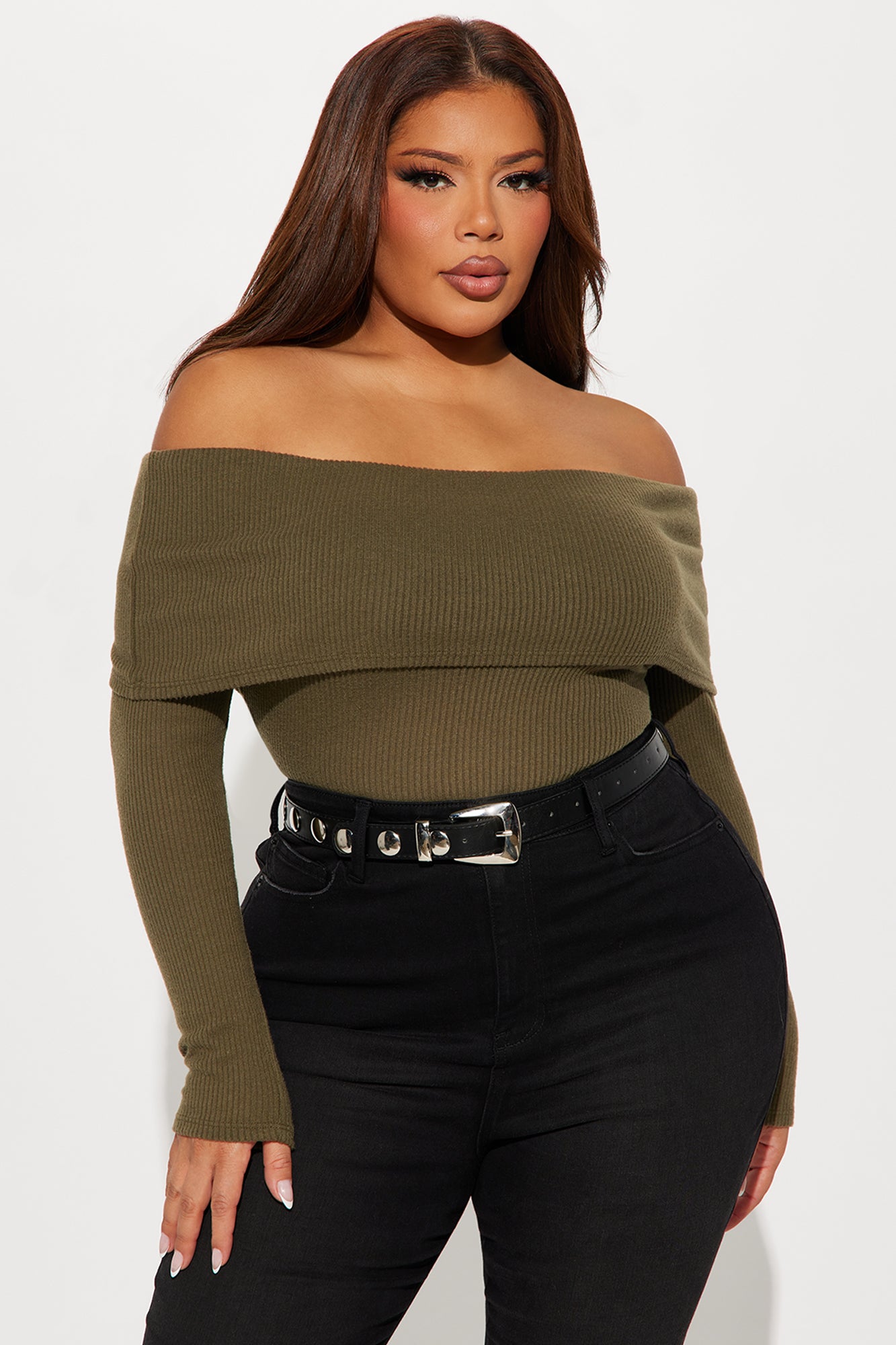 Samantha Sweater Bodysuit - Olive - Image 6