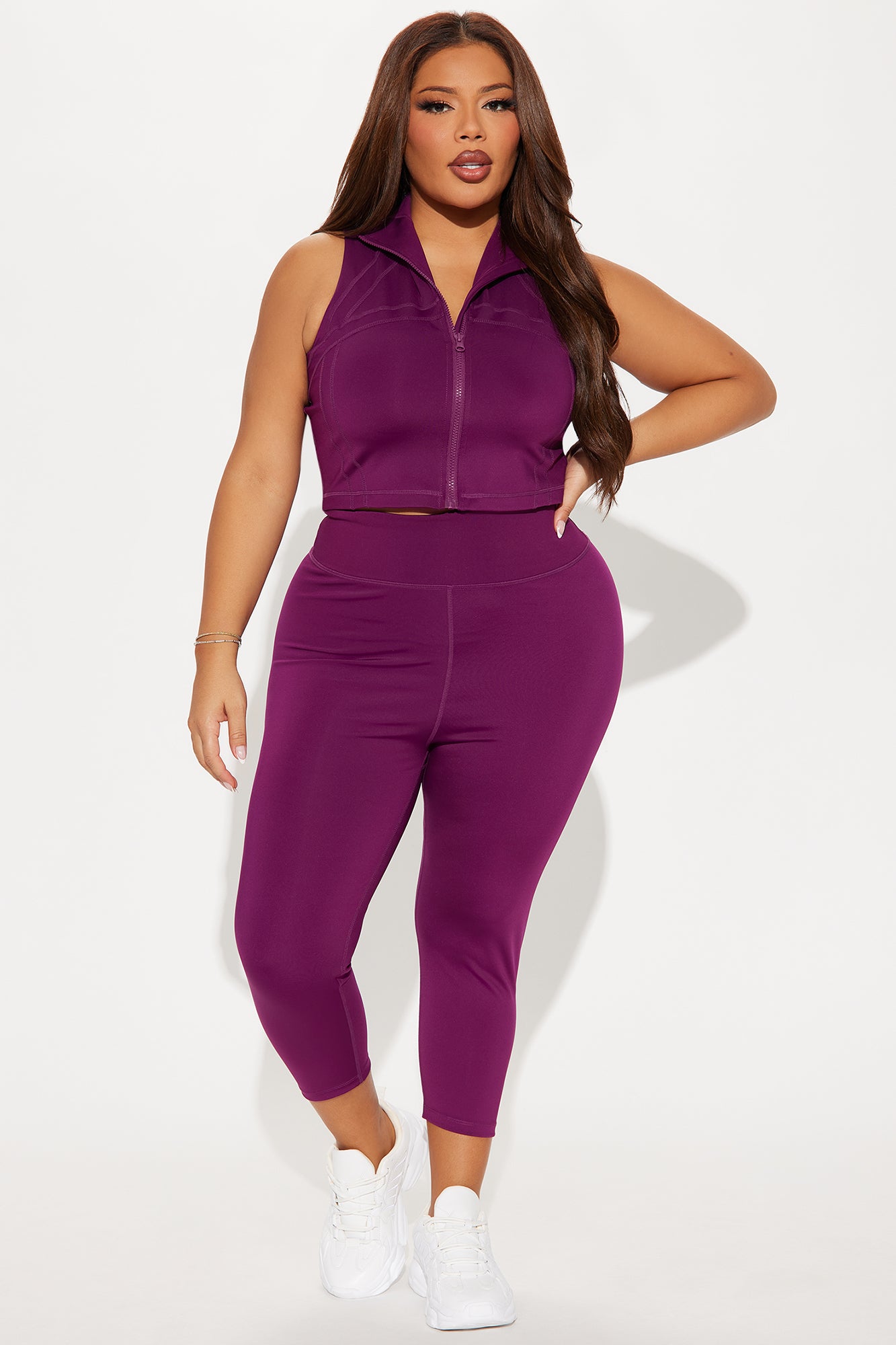Run It Up Elevate Capri Active Legging - Plum - Image 5