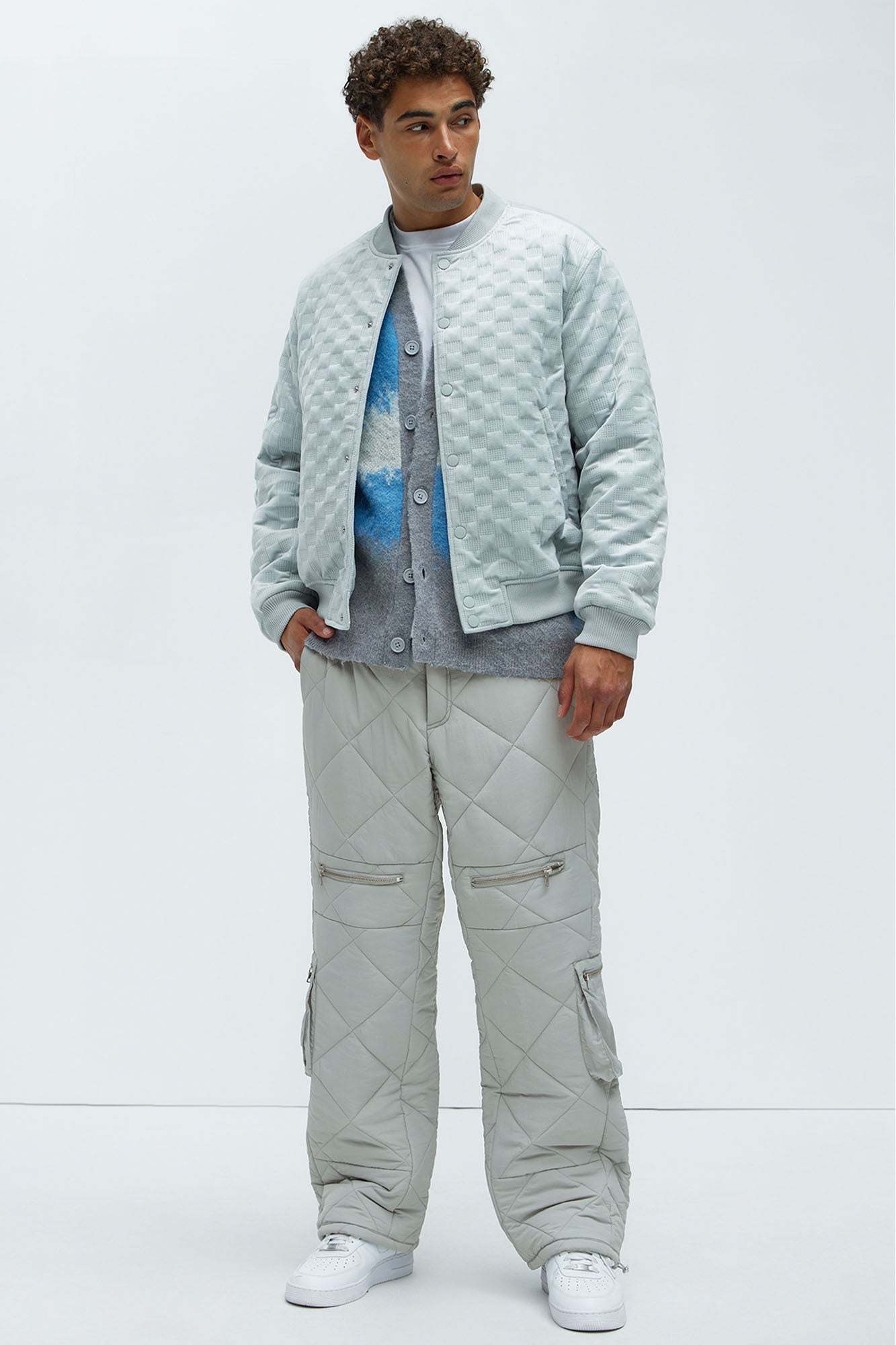 Dayton Straight Quilted Cargo Pants - Grey - Image 4