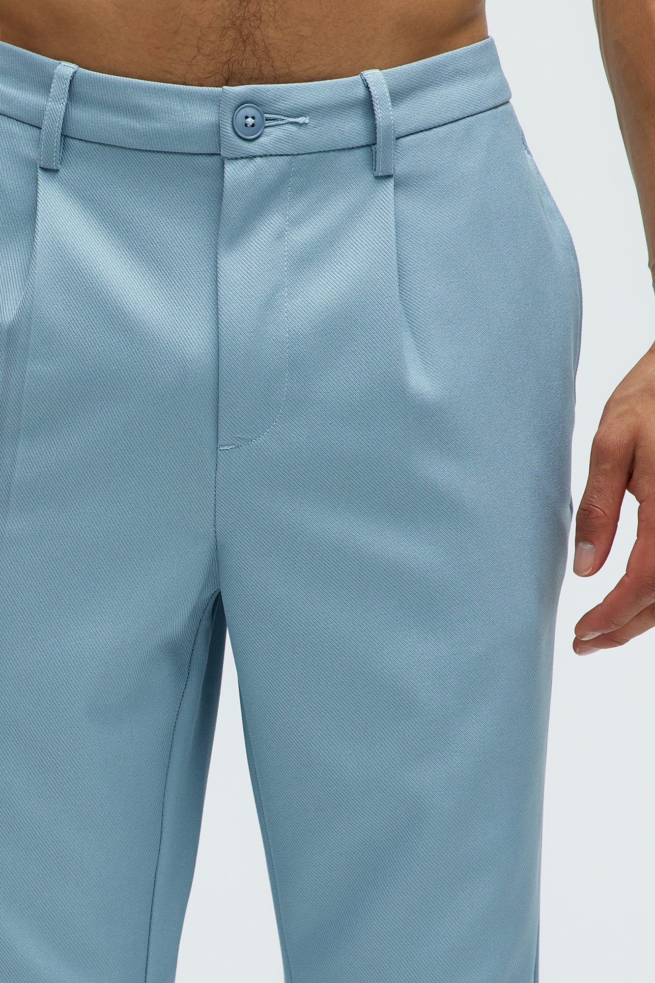 Work Flow Pleated Straight Trousers - Light Blue - Image 3