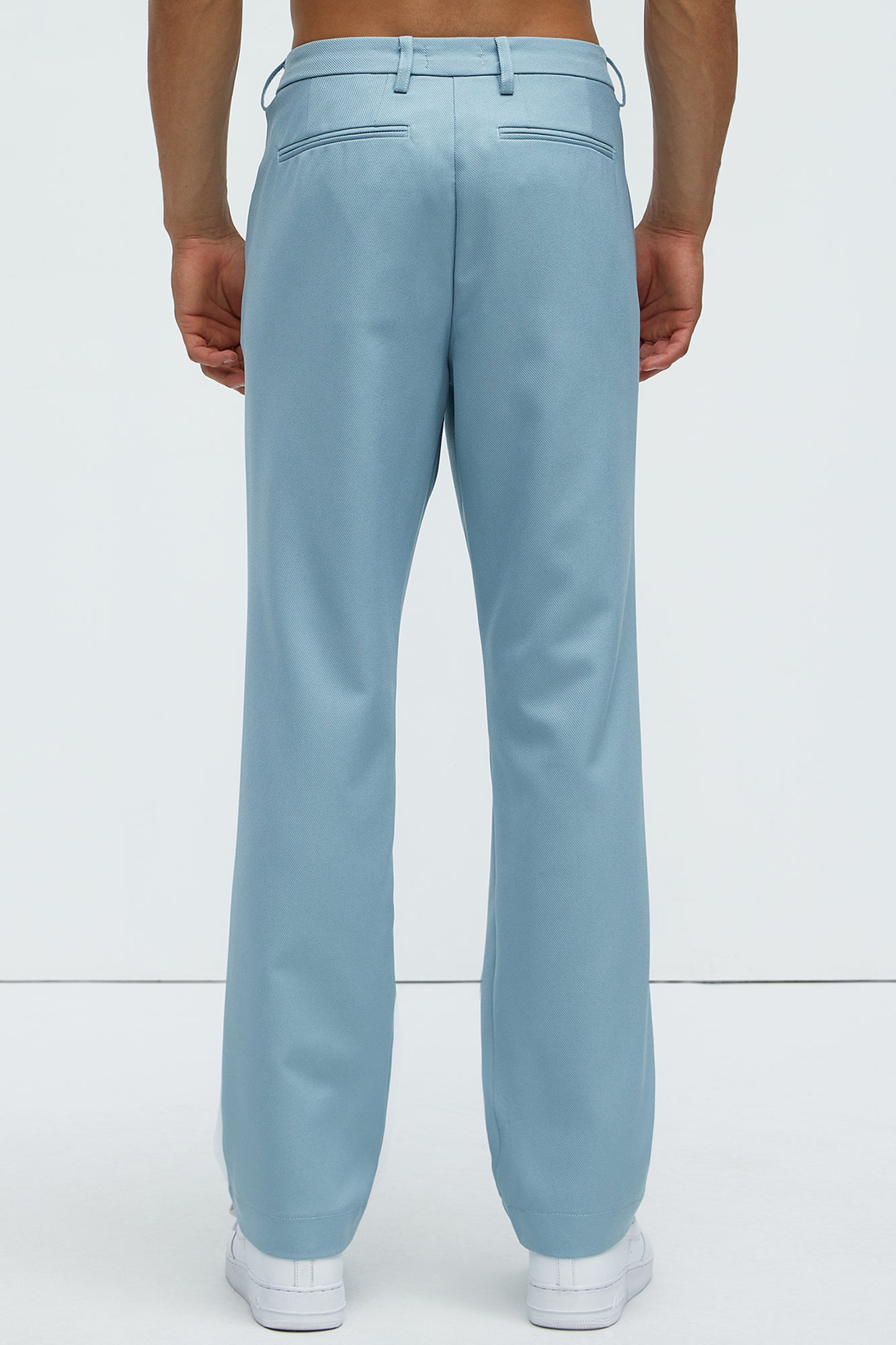 Work Flow Pleated Straight Trousers - Light Blue - Image 4