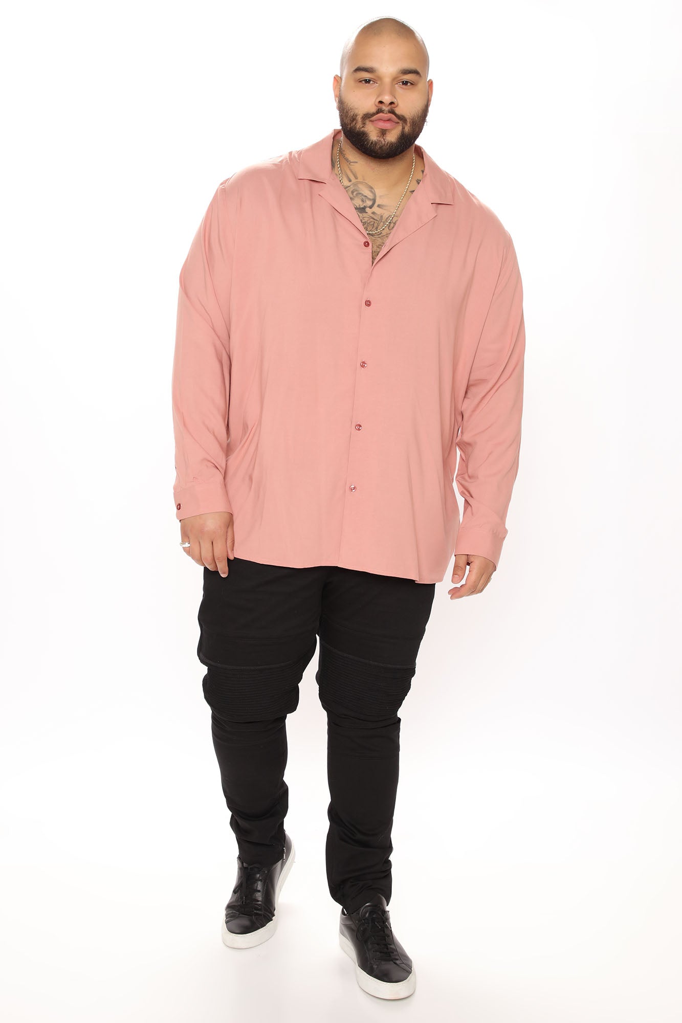 Dawson Relaxed Long Sleeve Button Up Shirt - Mauve - Image 12