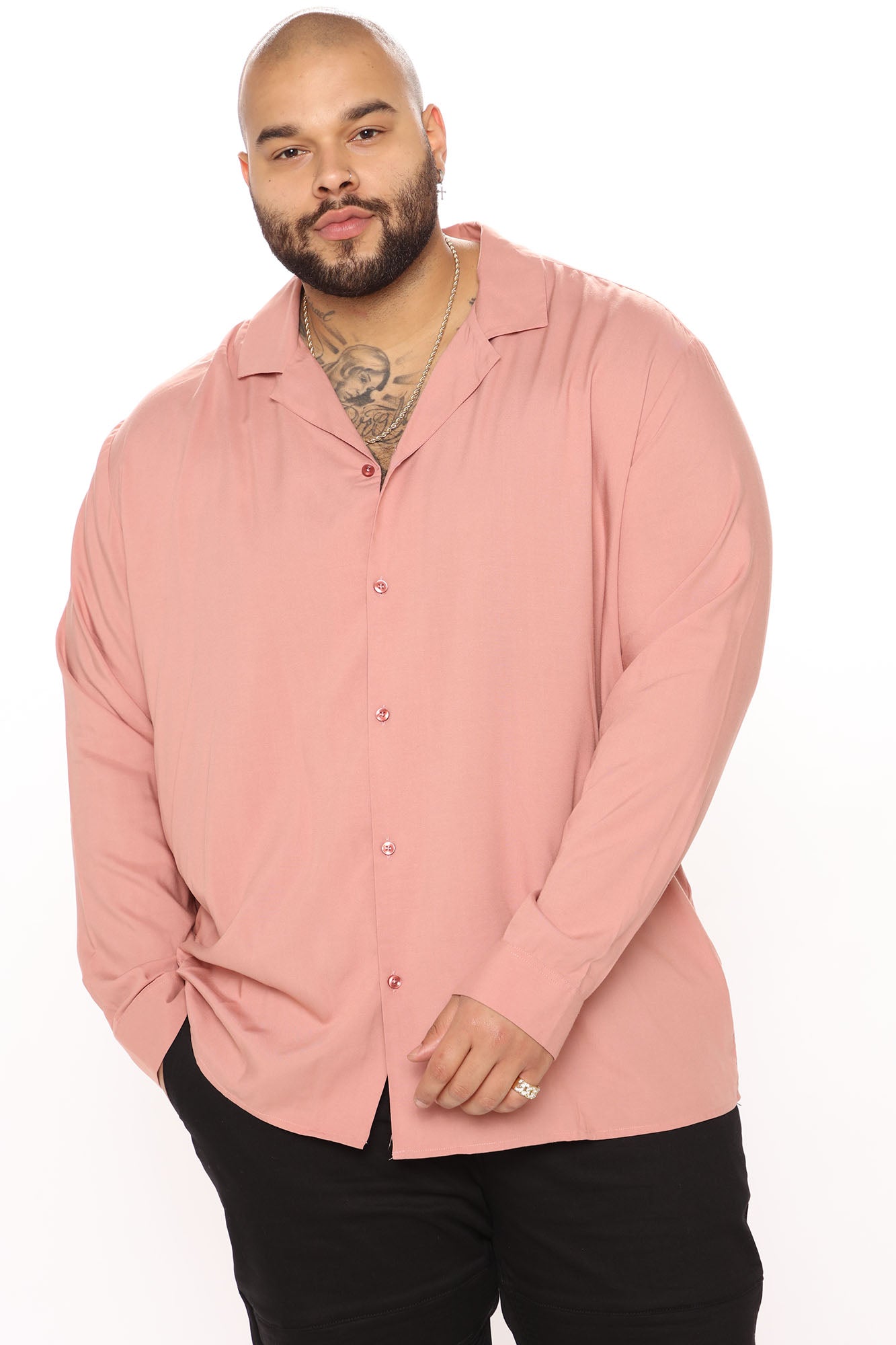 Dawson Relaxed Long Sleeve Button Up Shirt - Mauve - Image 11