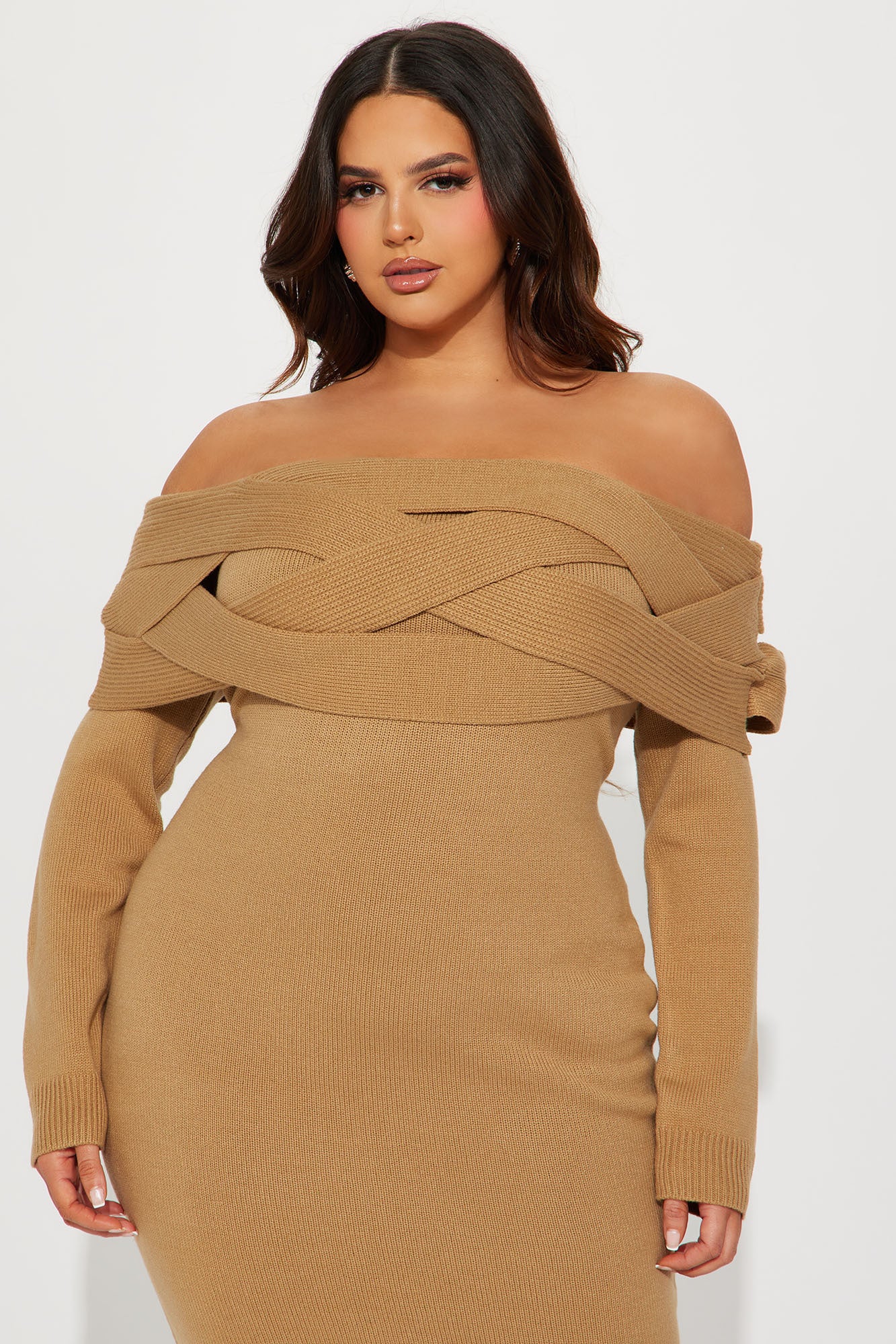 Vivien Sweater Midi Dress - Tan - Image 5