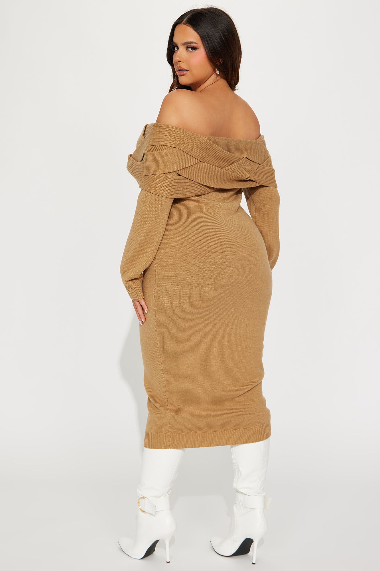 Vivien Sweater Midi Dress - Tan - Image 6