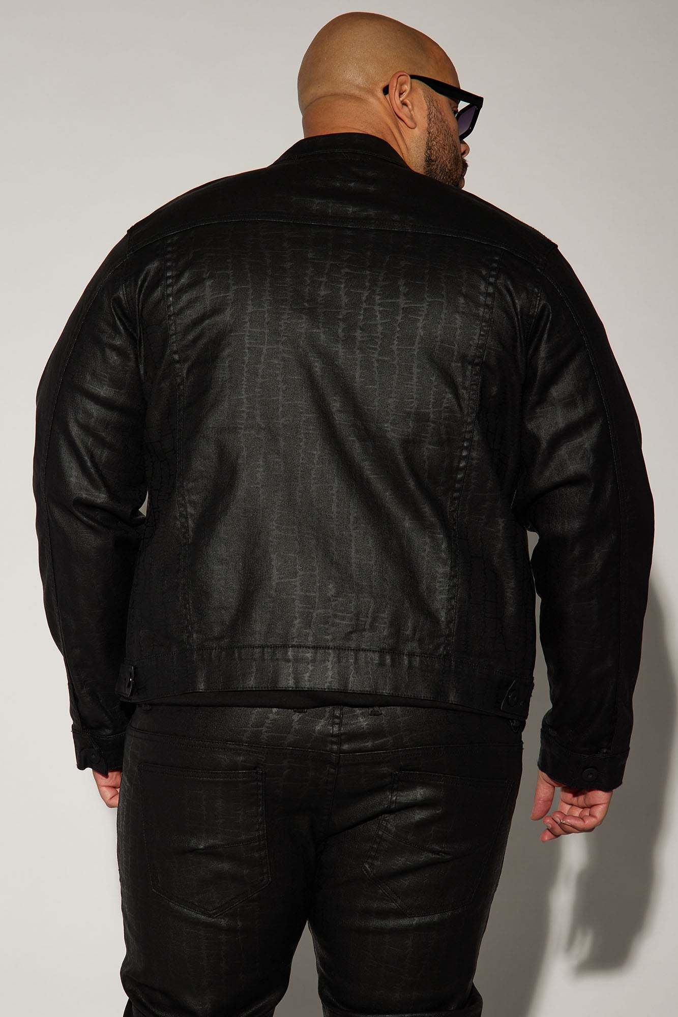 Rebel Like Me Pattern Waxed Trucker Jacket - Black - Image 8