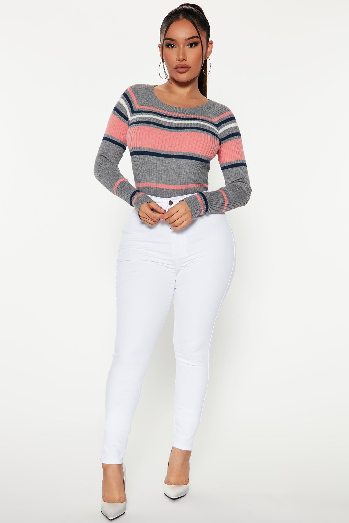 Classic High Waist Skinny Jeans - White - Image 3