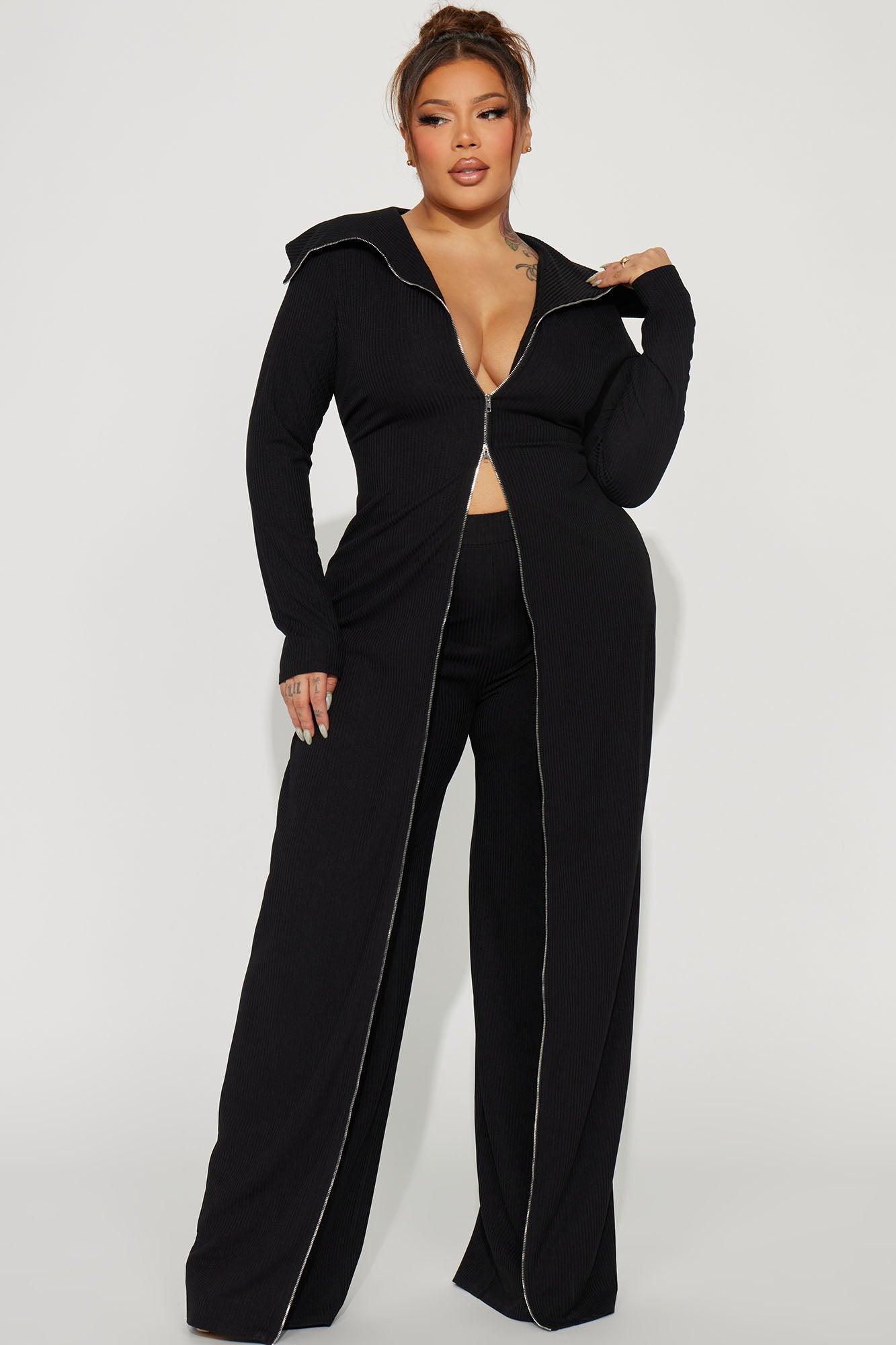 Sort Through It Ribbed Jumpsuit - Black - Image 4