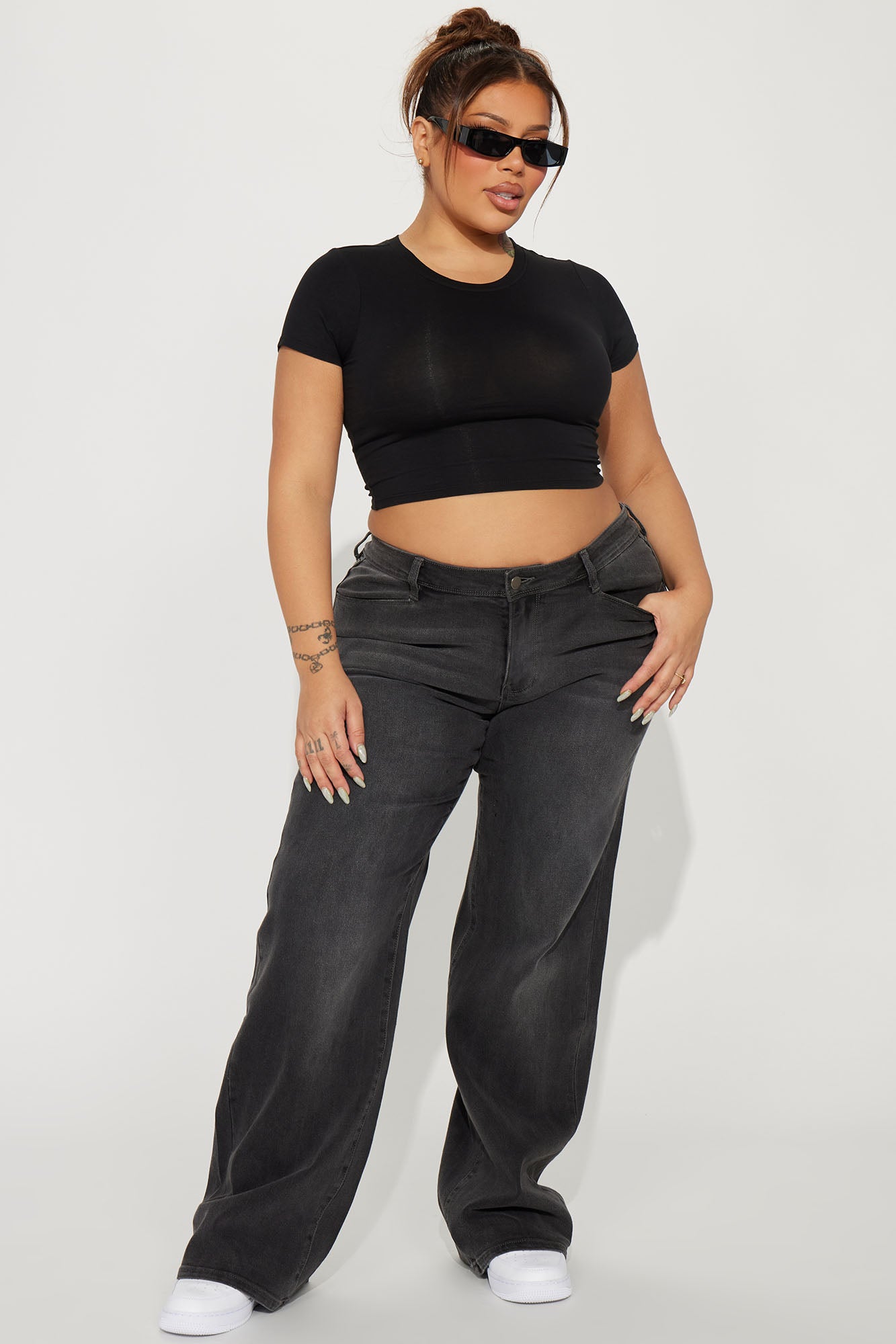 Lost As Always Stretch Baggy Jeans - Black Wash - Image 4