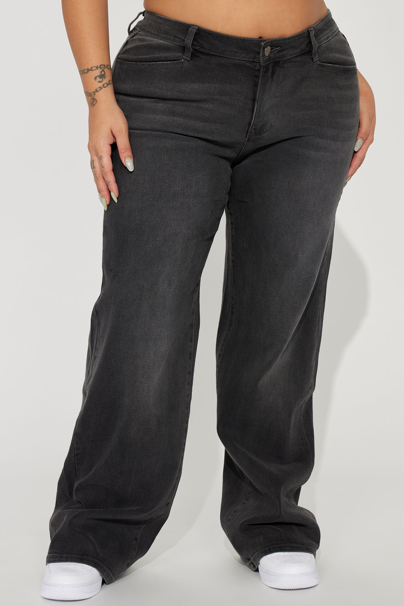 Lost As Always Stretch Baggy Jeans - Black Wash - Image 5