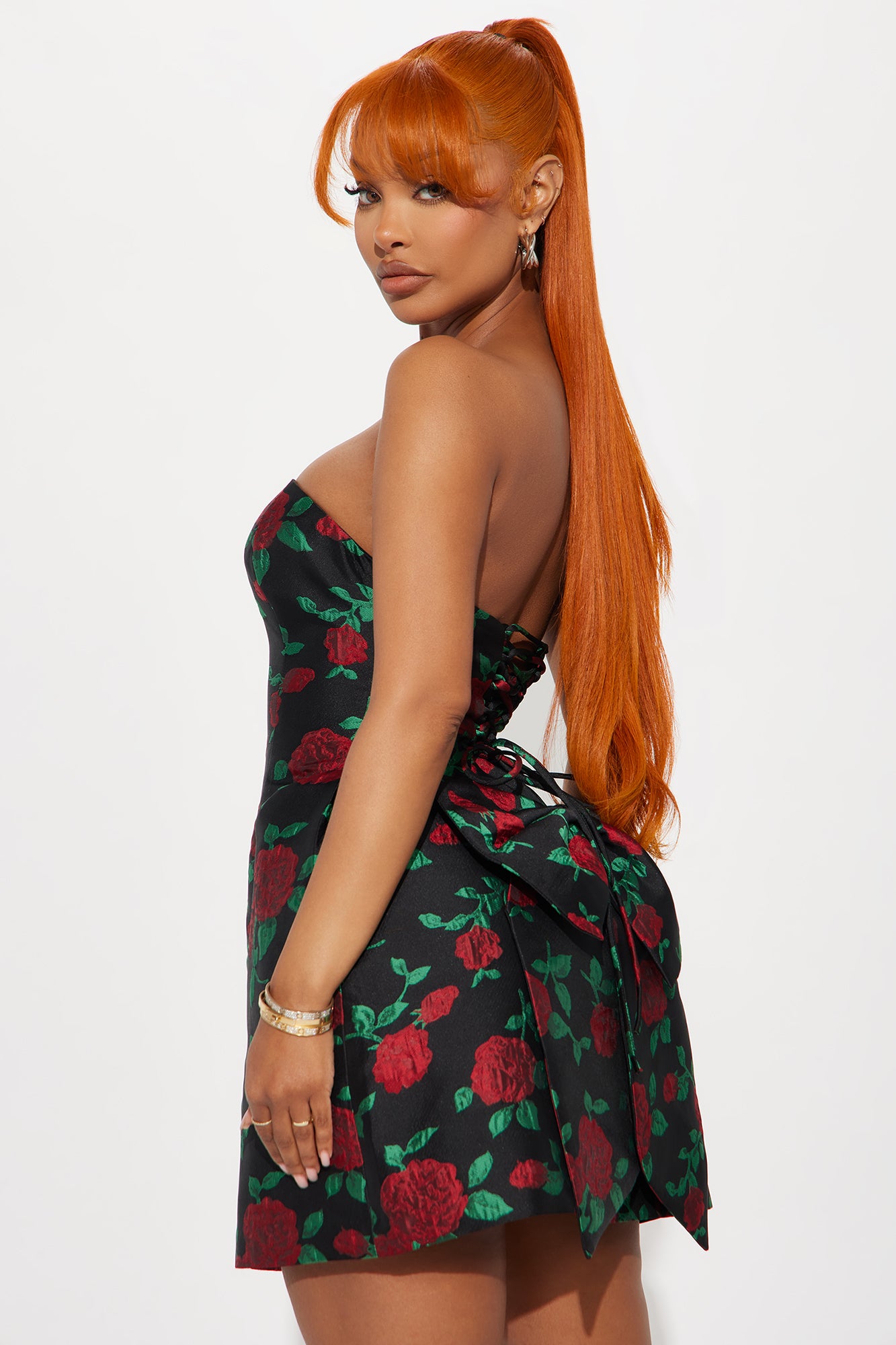 Agora Hills Floral Mini Dress - Black/Red - Image 3