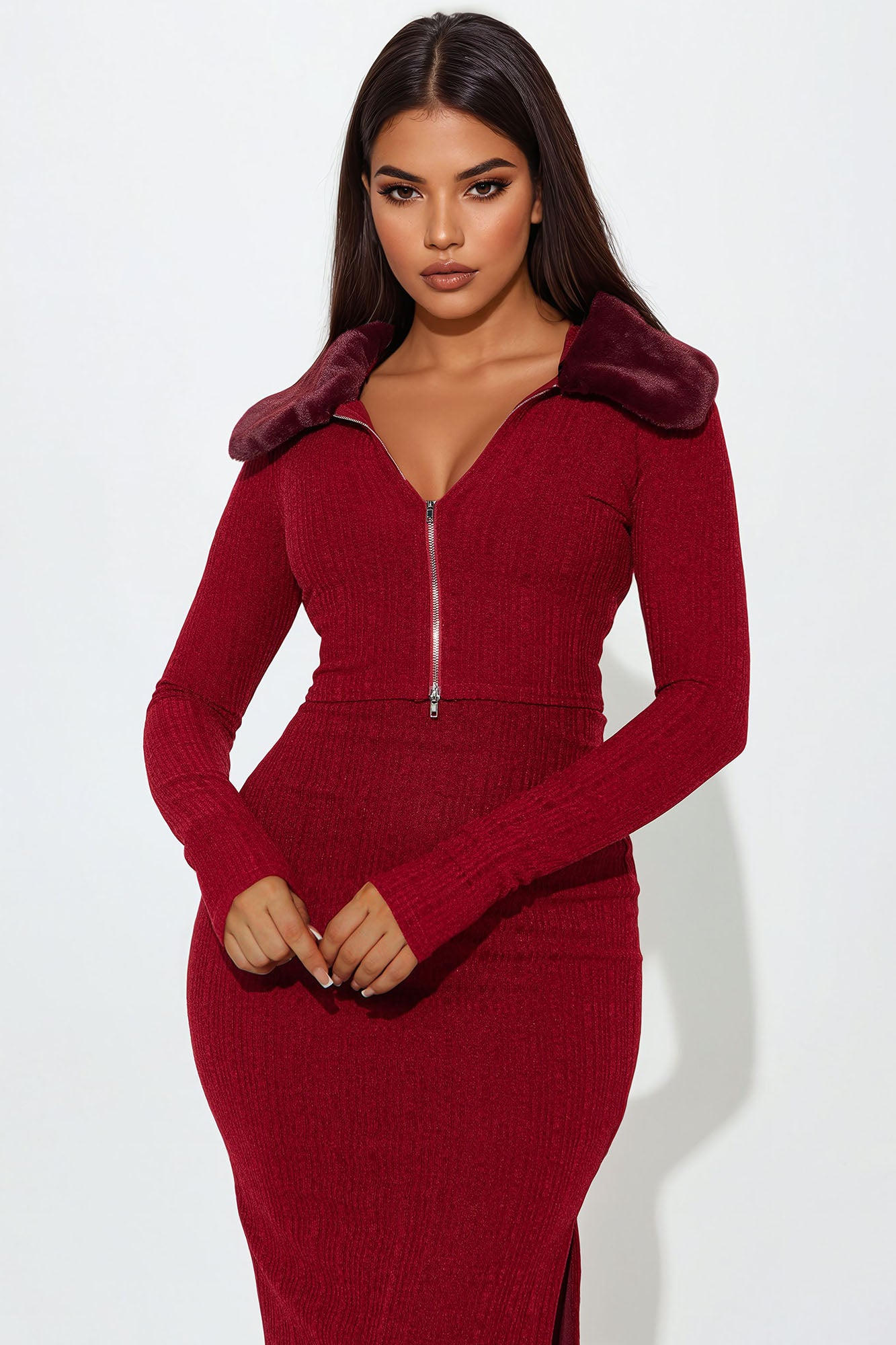 Sophie 2 Piece Maxi Dress Set - Wine - Image 3