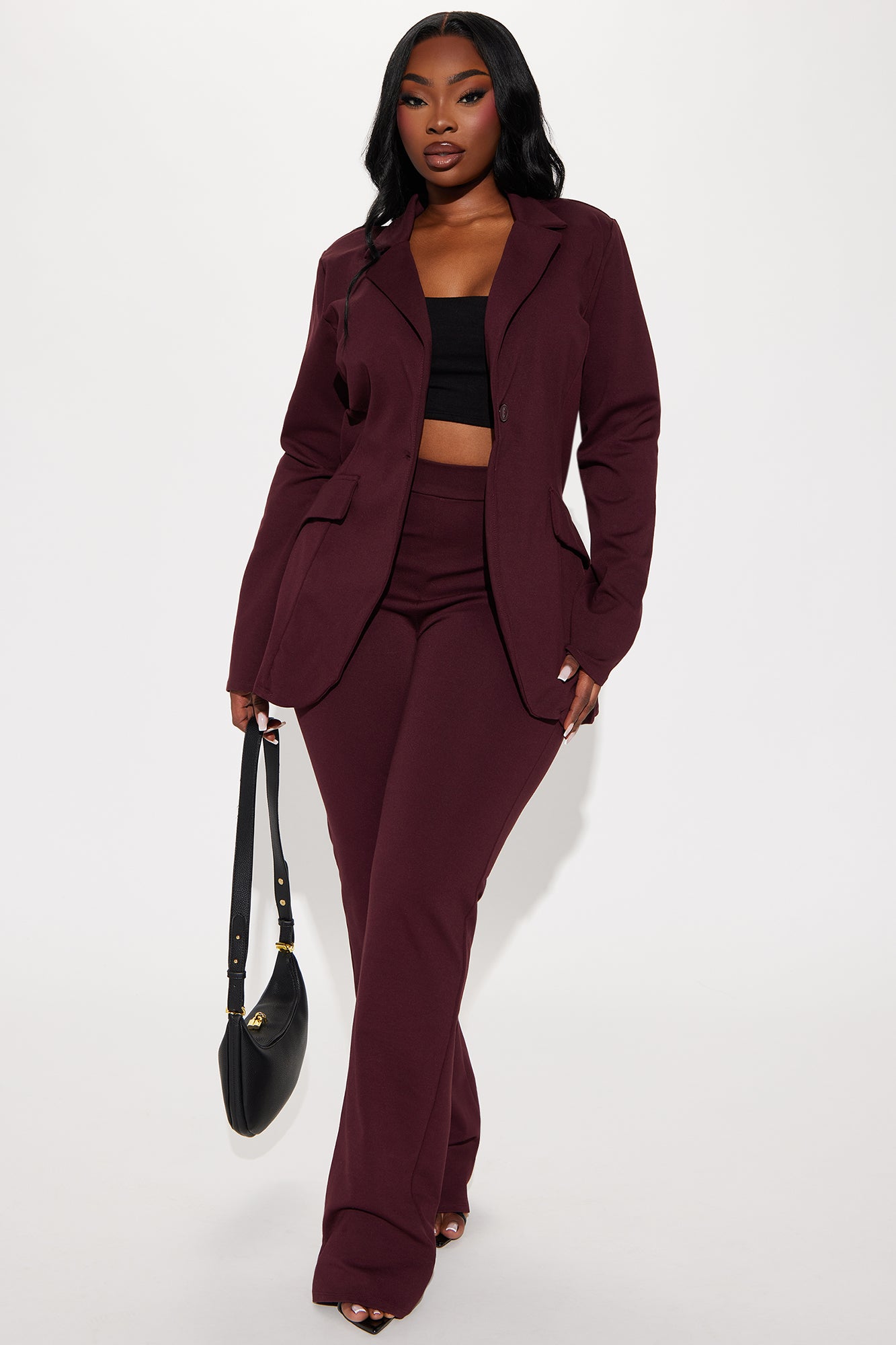 Arlene Blazer Pant Set - Wine - Image 5