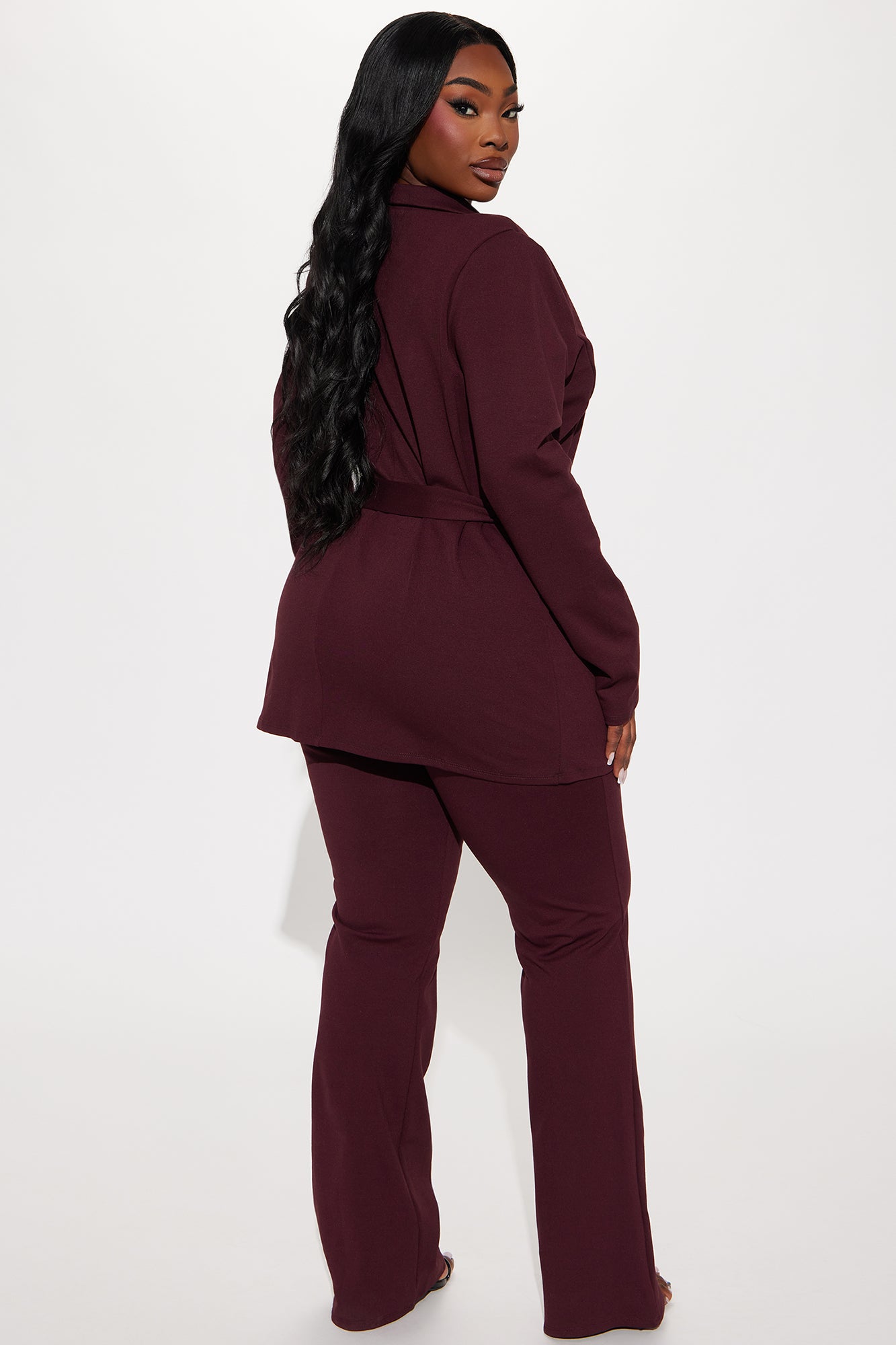 Arlene Blazer Pant Set - Wine - Image 7