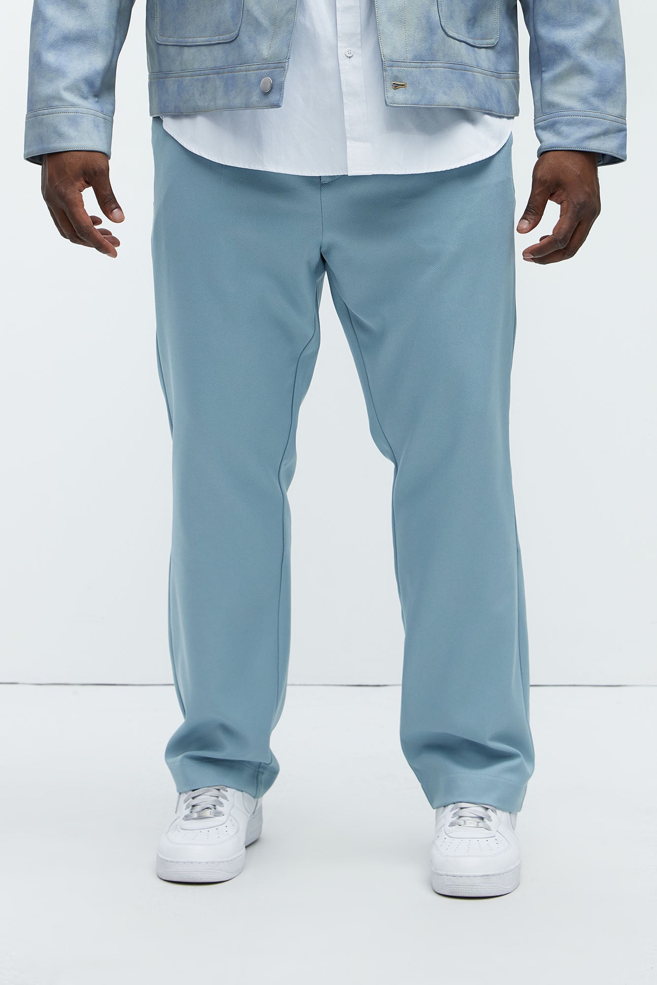 Work Flow Pleated Straight Trousers - Light Blue - Image 6
