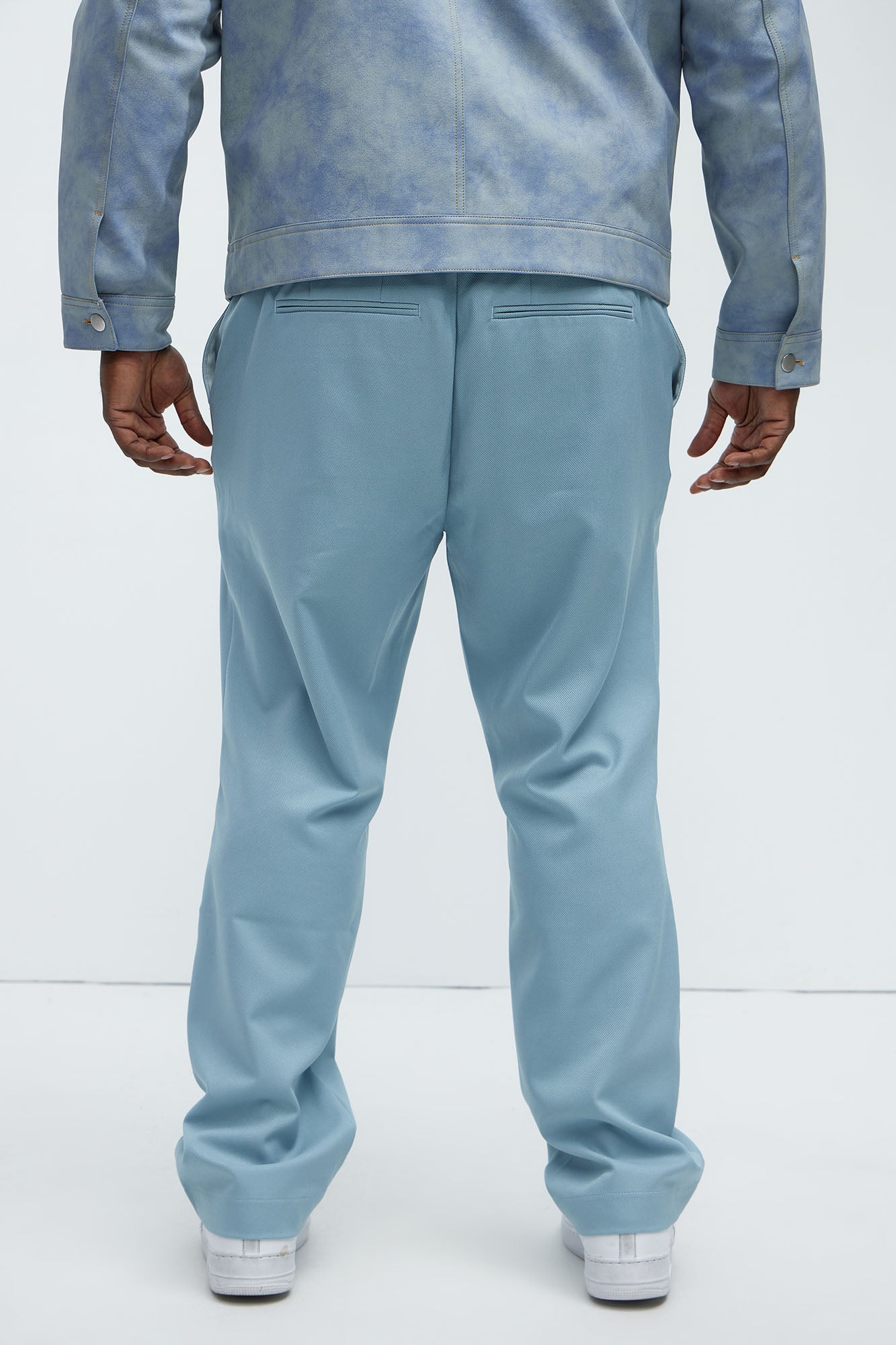 Work Flow Pleated Straight Trousers - Light Blue - Image 7