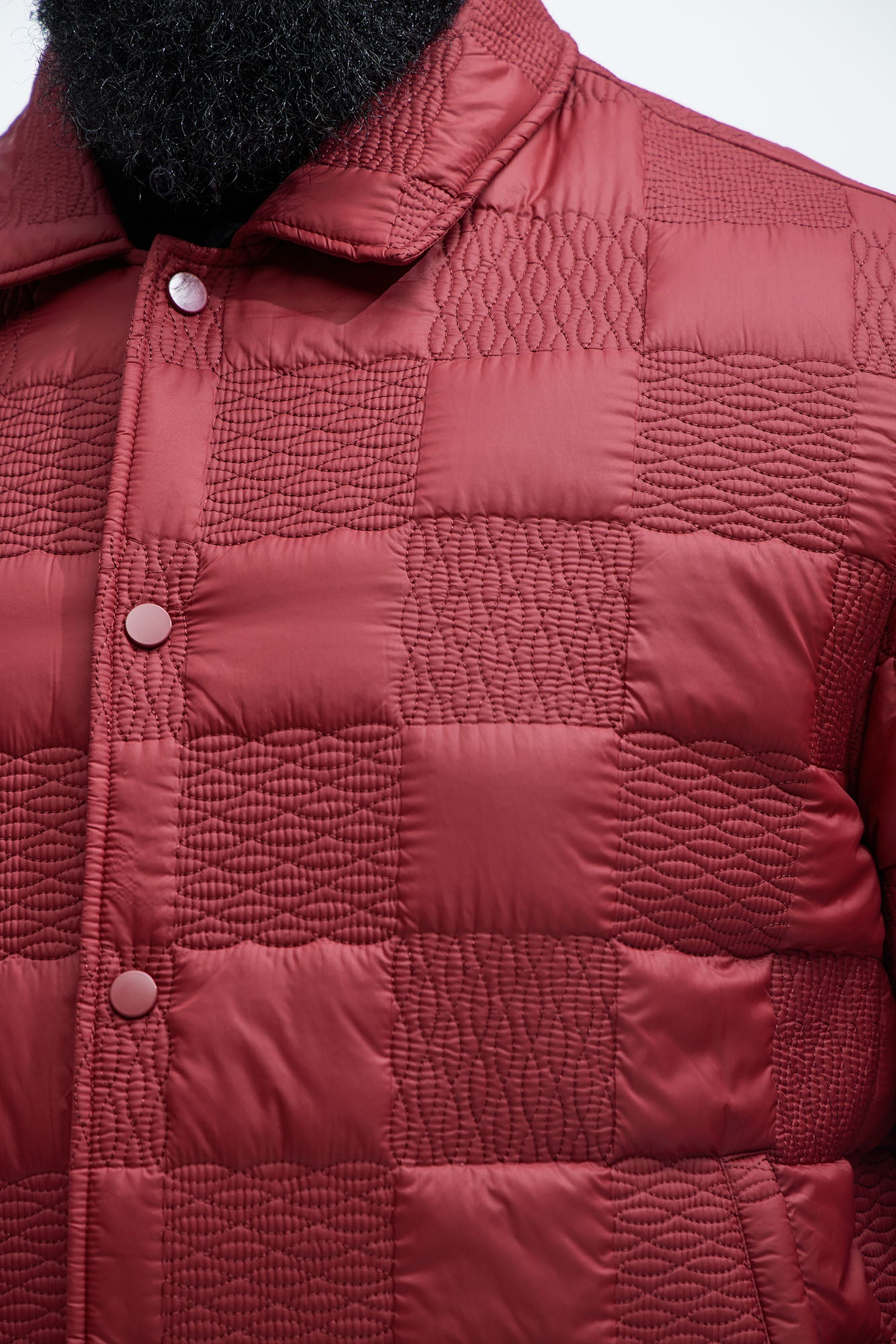 Laurel Checker Quilt Jacket - Burgundy - Image 7