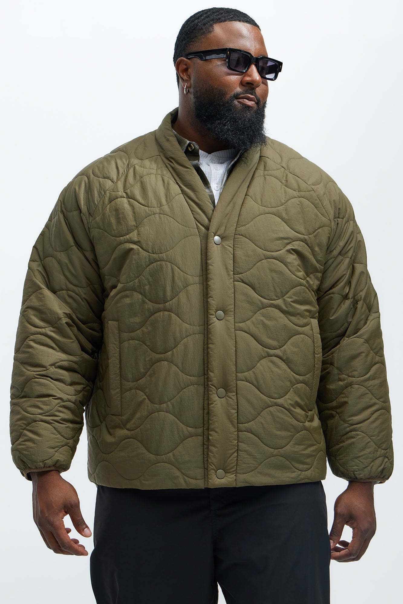 Good Luck Quilted Jacket - Olive - Image 5