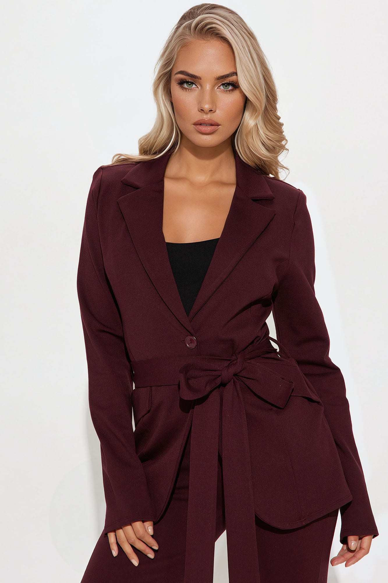 Arlene Blazer Pant Set - Wine - Image 3