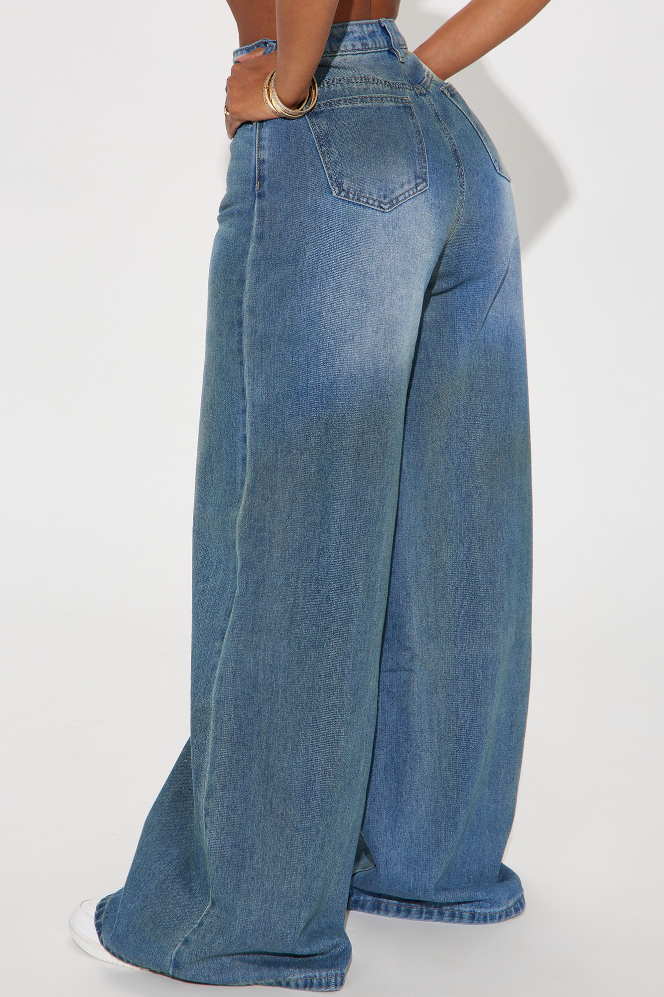 Always Be The One Non Stretch Tinted Baggy Jeans - Medium Wash - Image 3