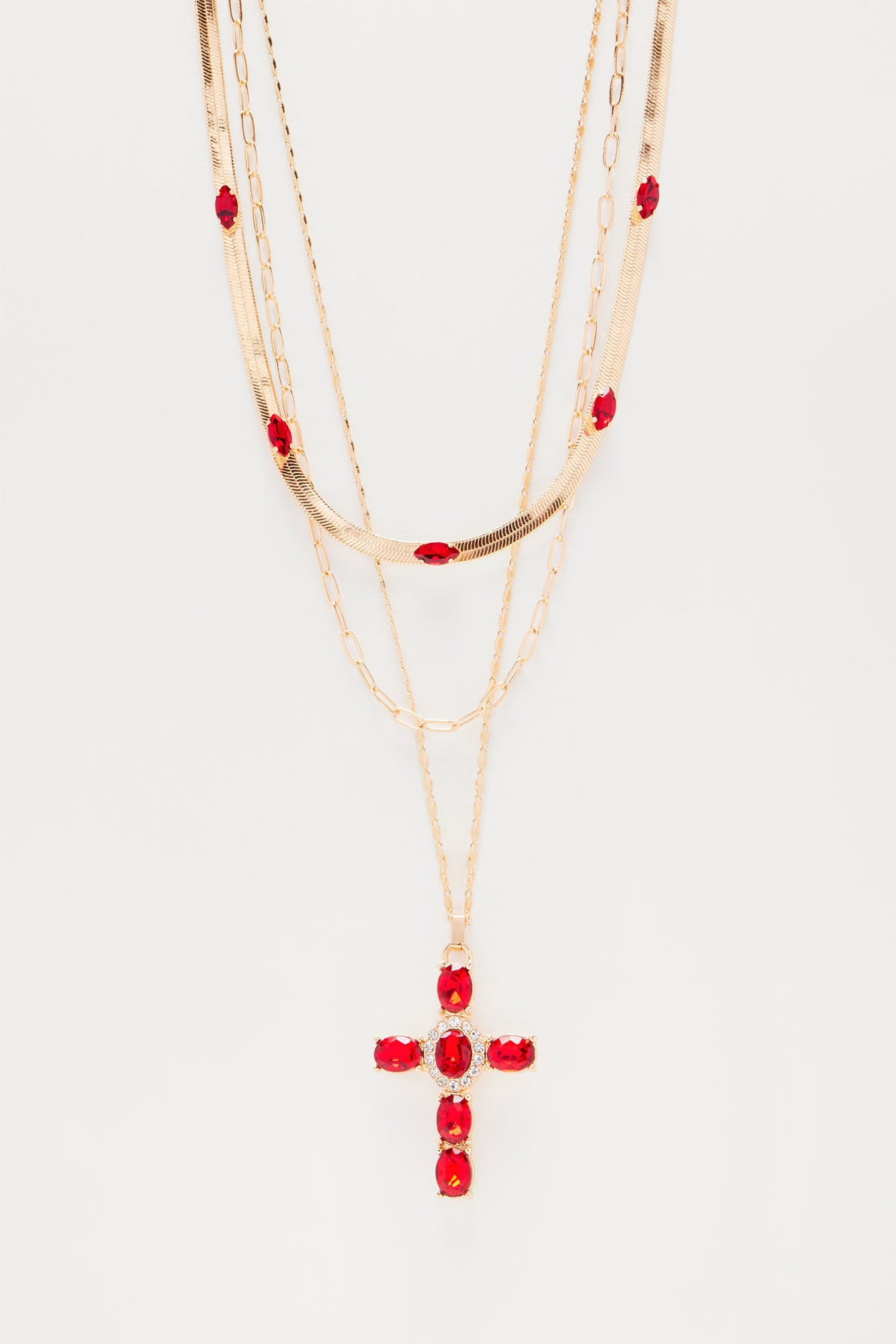 Forever Blessed Royal Layered Necklace - Gold/Red - Image 3
