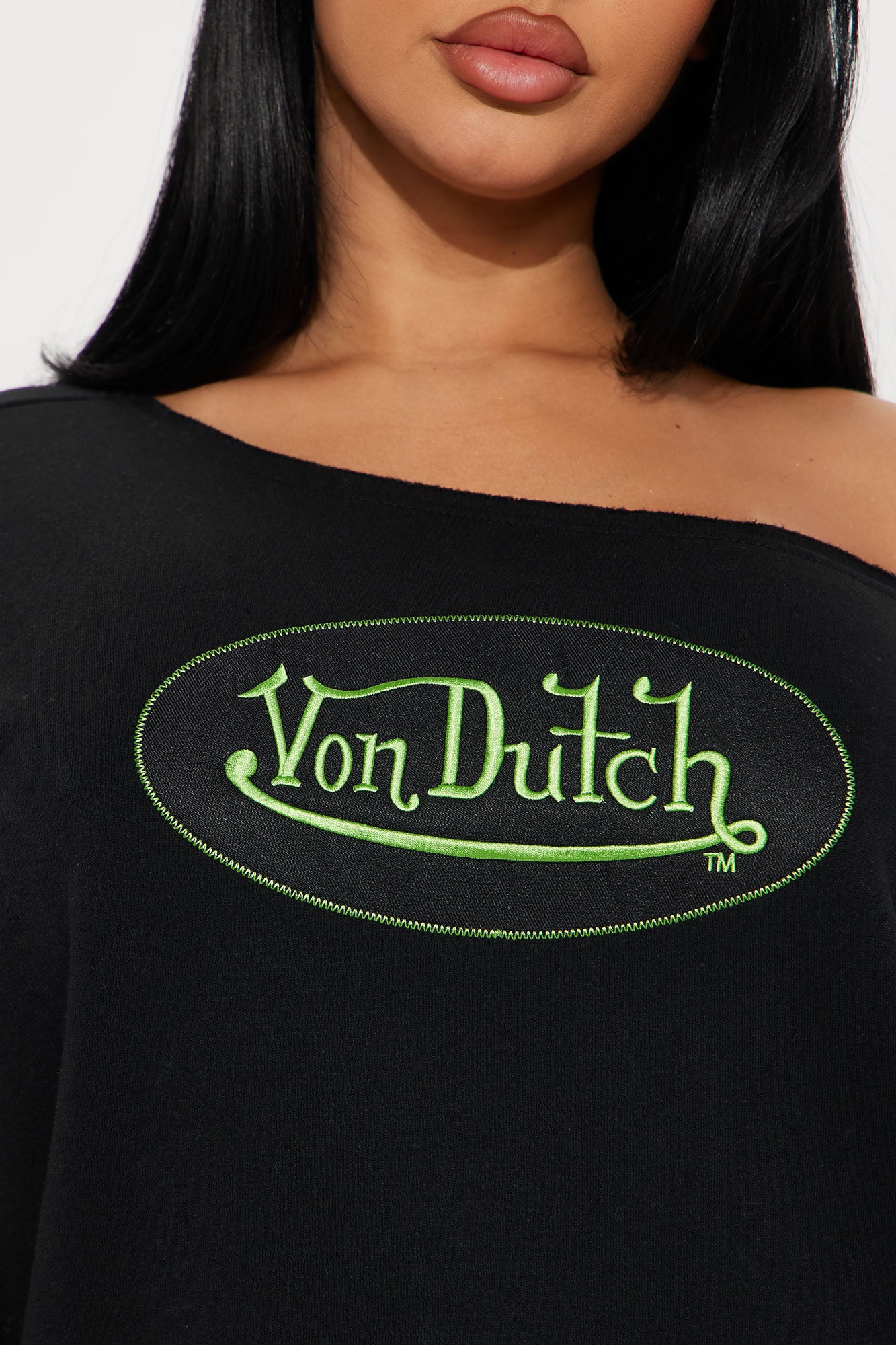 Von Dutch Off Shoulder Sweatshirt - Black - Image 4