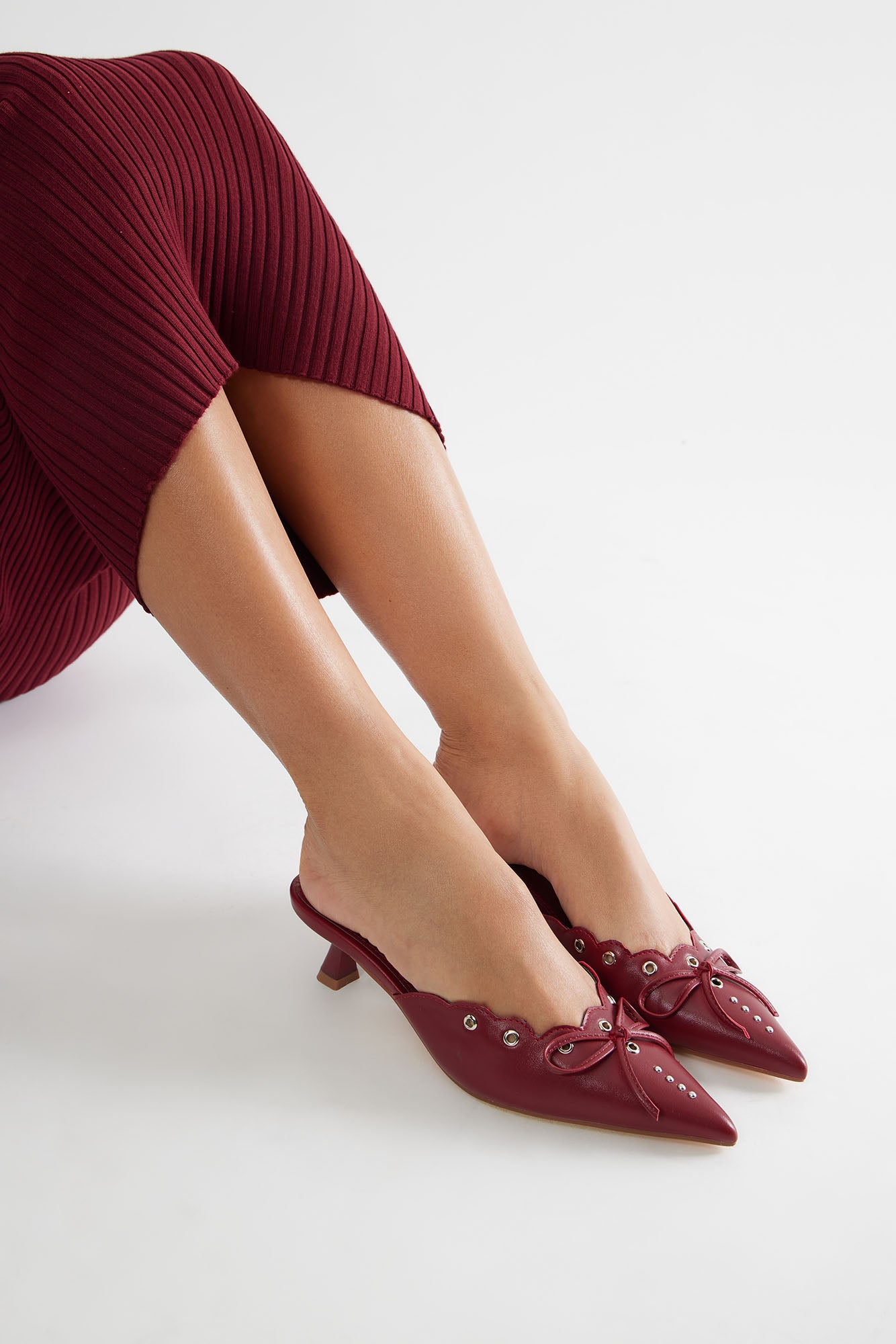 Koda Kitten Heel Pumps - Wine - Image 3