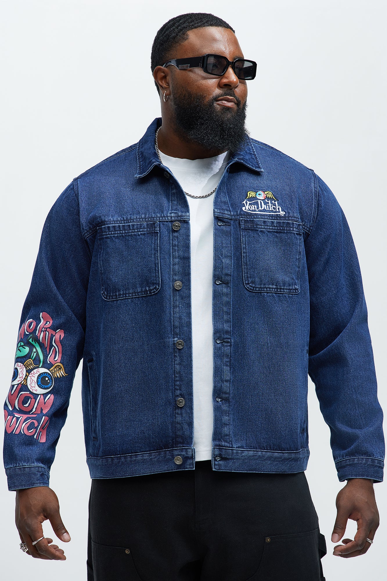 Von Dutch Patchwork Denim Jacket - Navy - Image 7