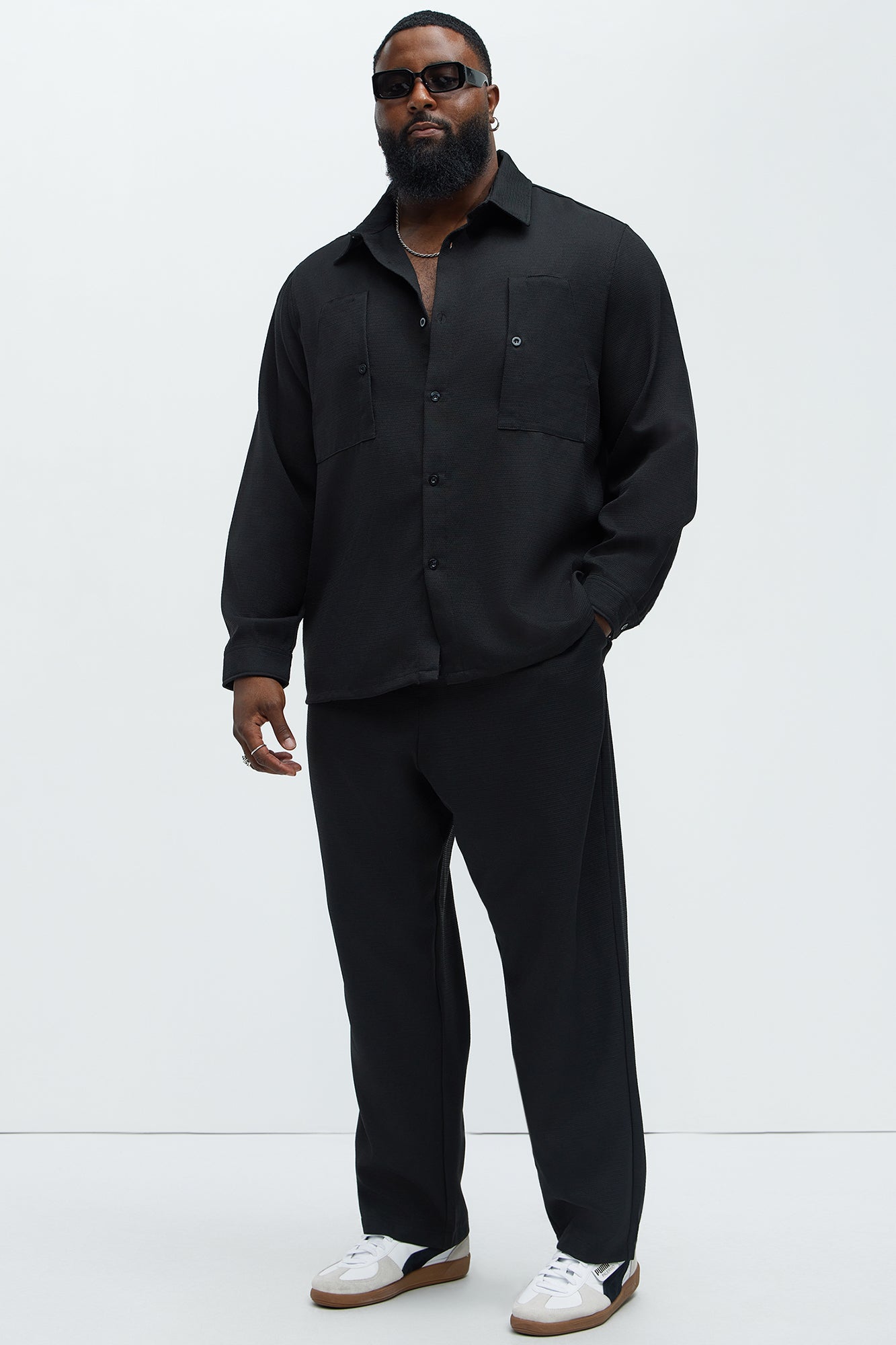 Kerr Textured Button Up Shirt - Black - Image 6