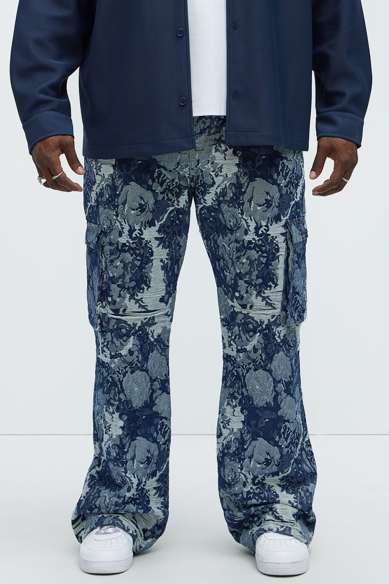 Inspired Stacked Skinny Flare Jeans - Dark Wash - Image 6