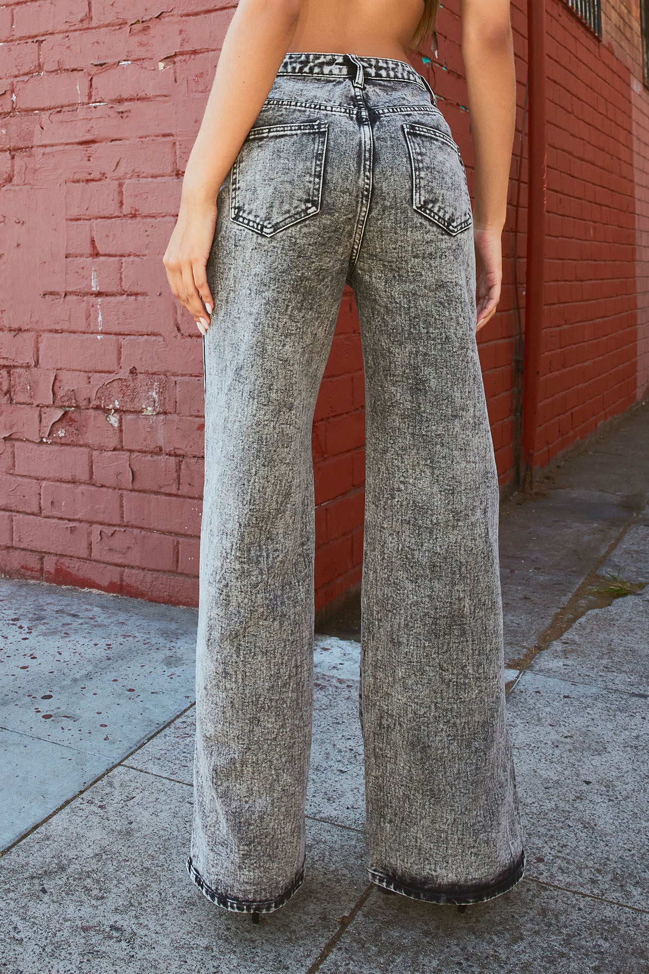 Know What I Want Slit Straight Leg Jeans - Acid Wash Grey - Image 6