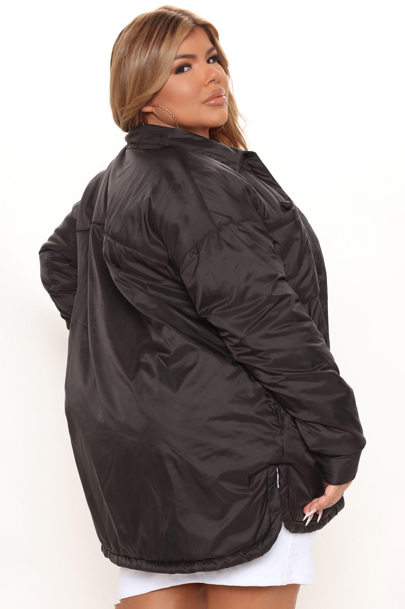 Quick Thinking Puffer Shacket - Black - Image 10