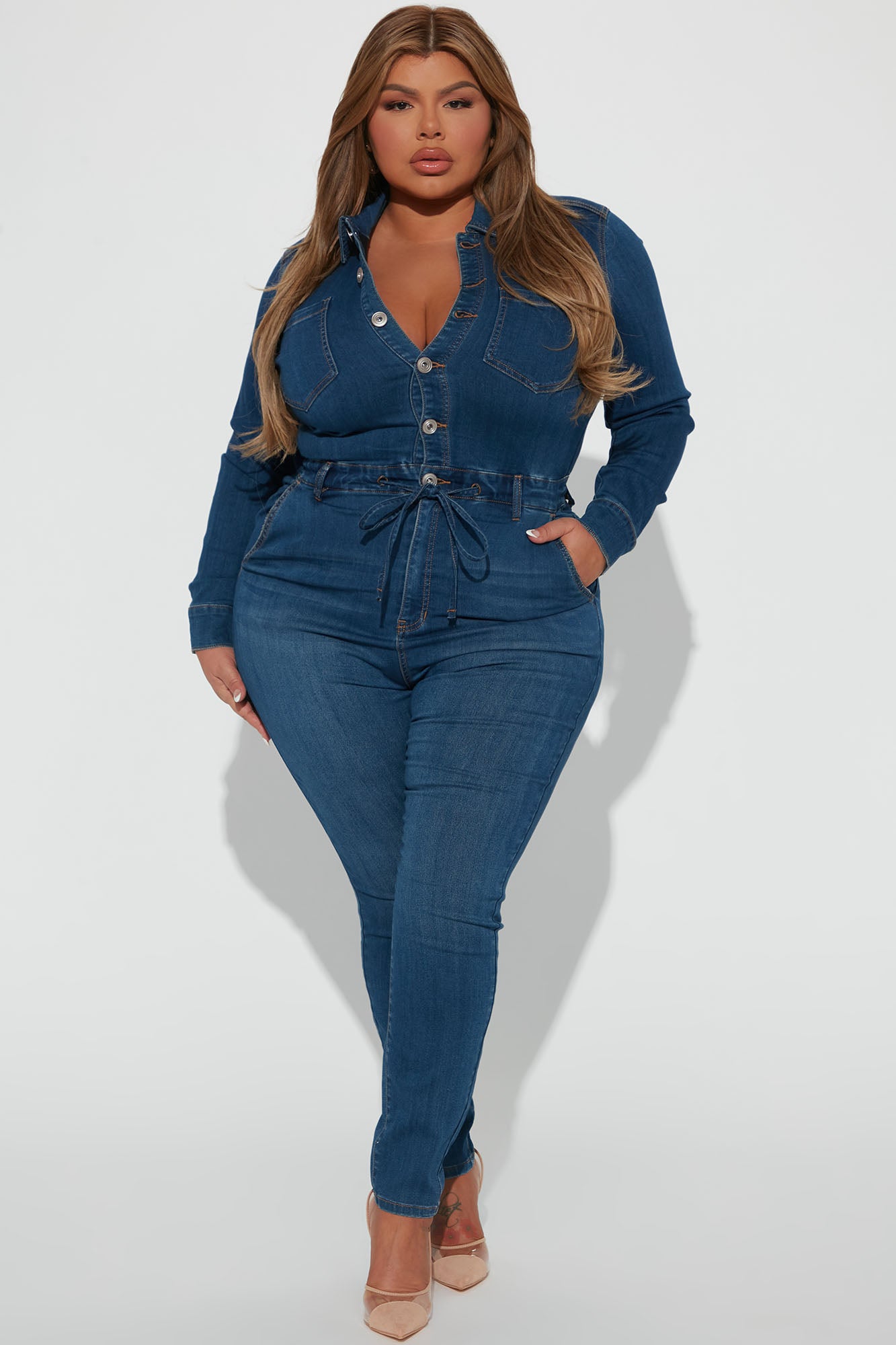 Don't Go Denim Jumpsuit - Dark Wash - Image 4