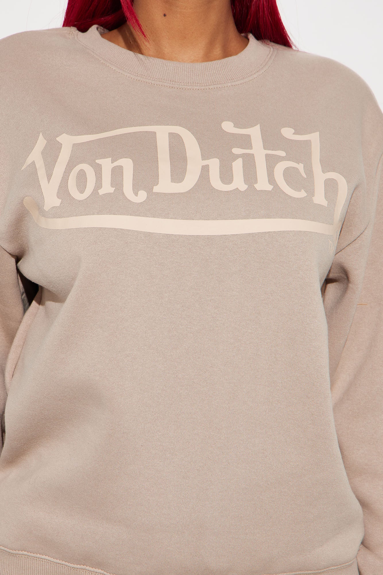 Von Dutch Distressed Crewneck Sweatshirt - Taupe - Image 4
