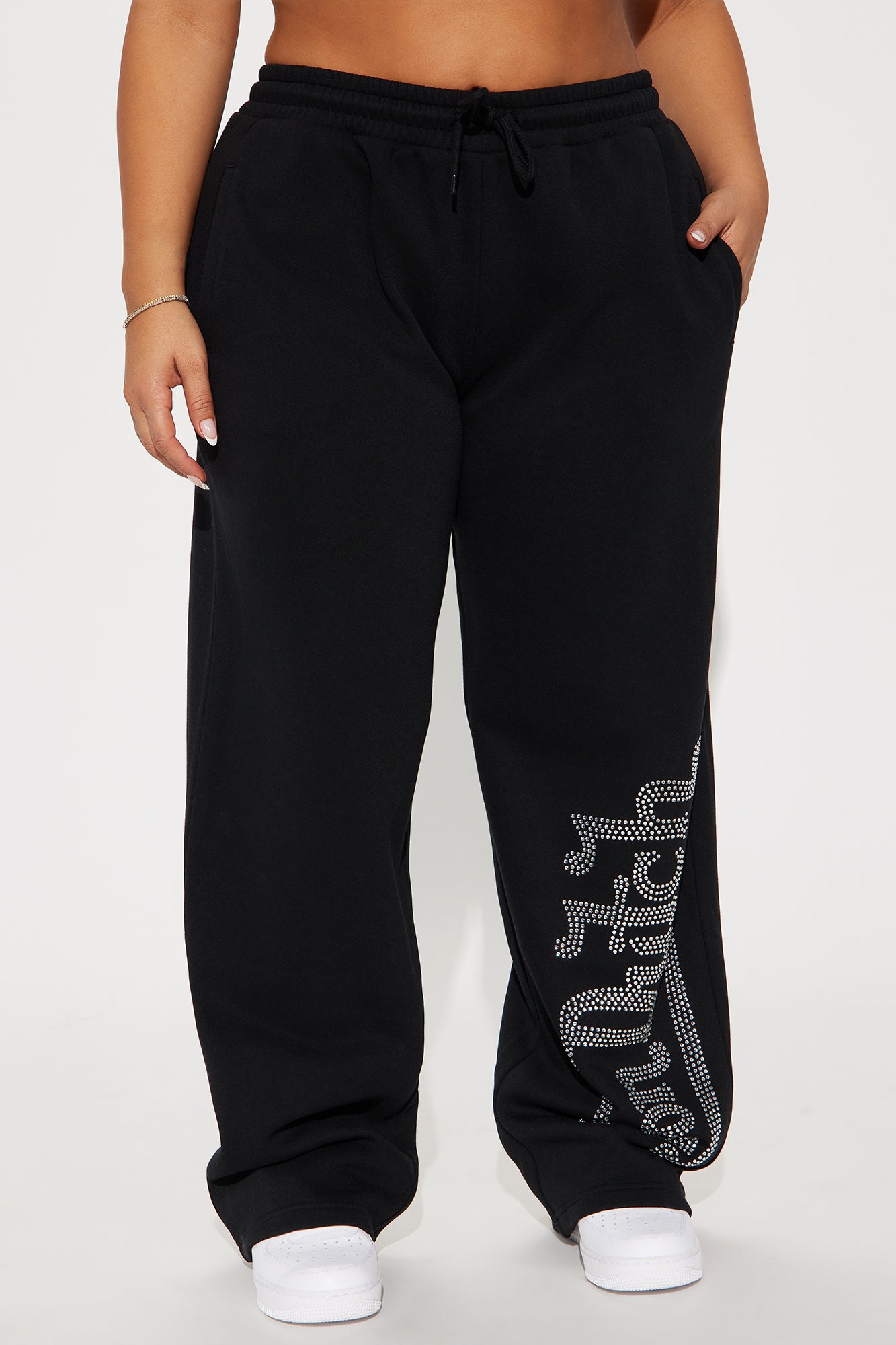 Von Dutch Rhinestone Wide Leg Pant - Black - Image 6