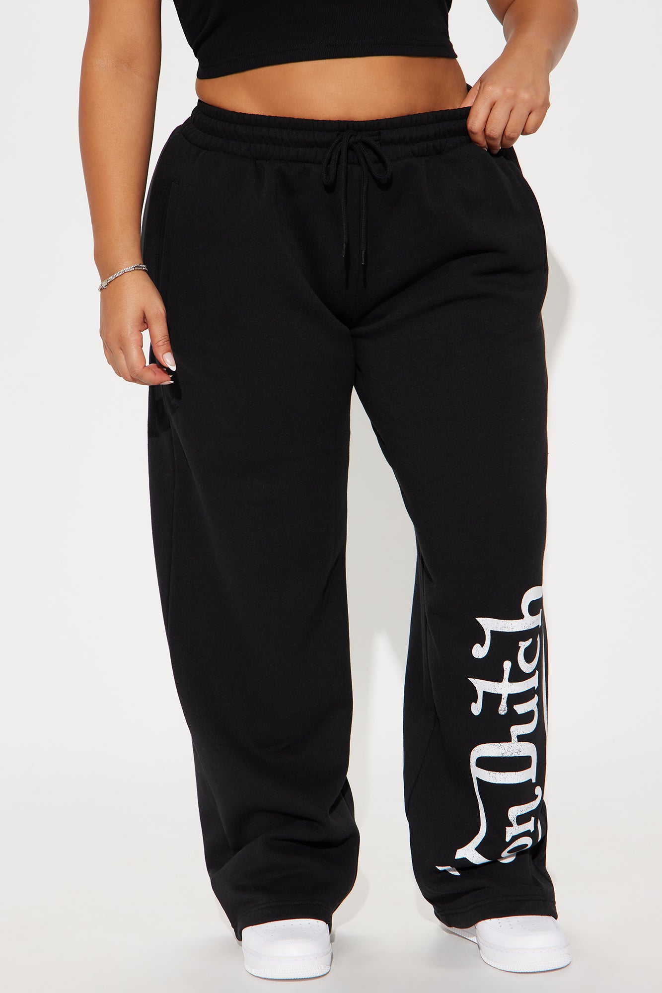 Von Dutch Washed Wide Leg Pant - Black/White - Image 6