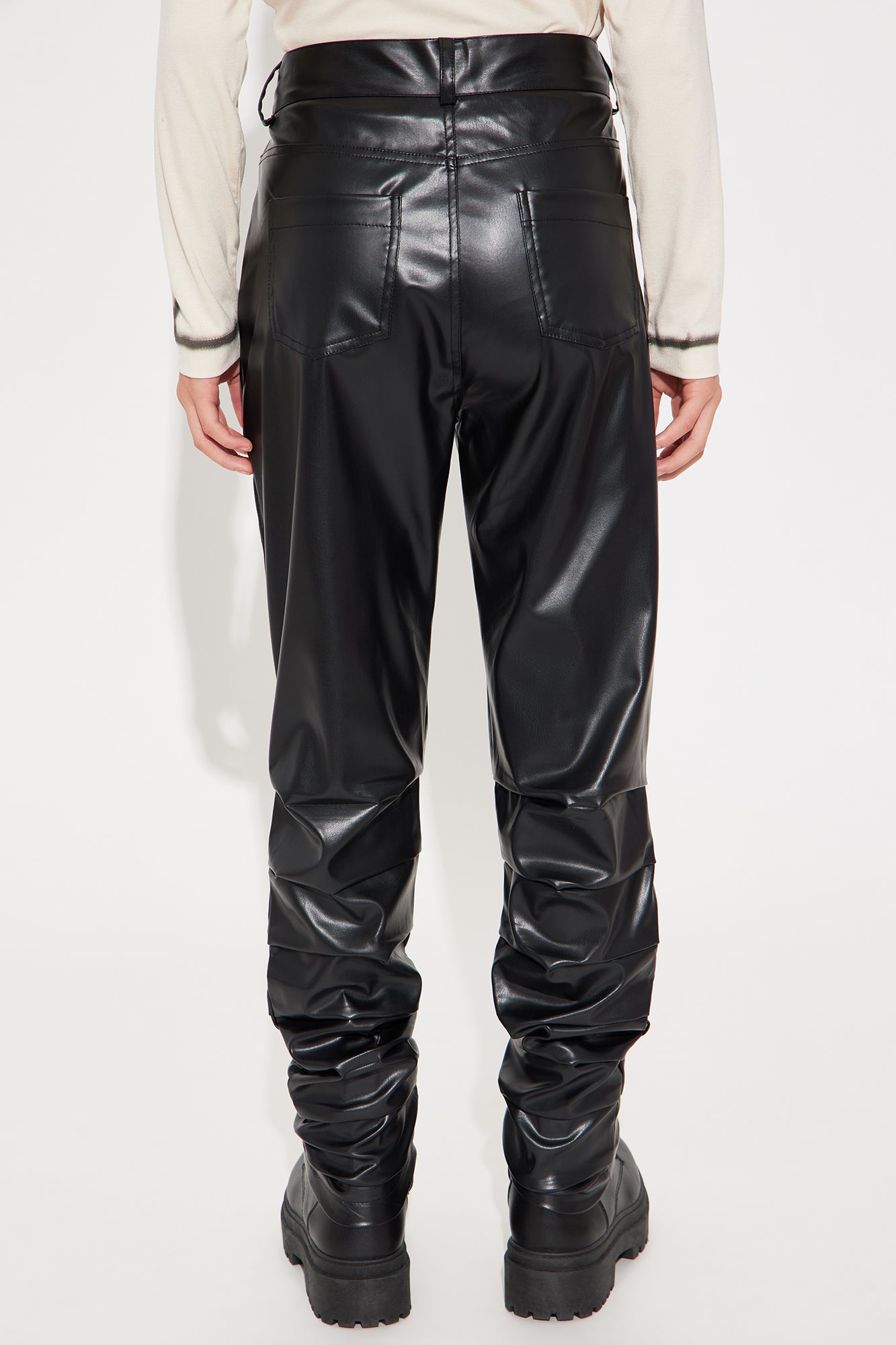 Mini The Better Time Faux Leather Stacked Pant - Black - Image 4