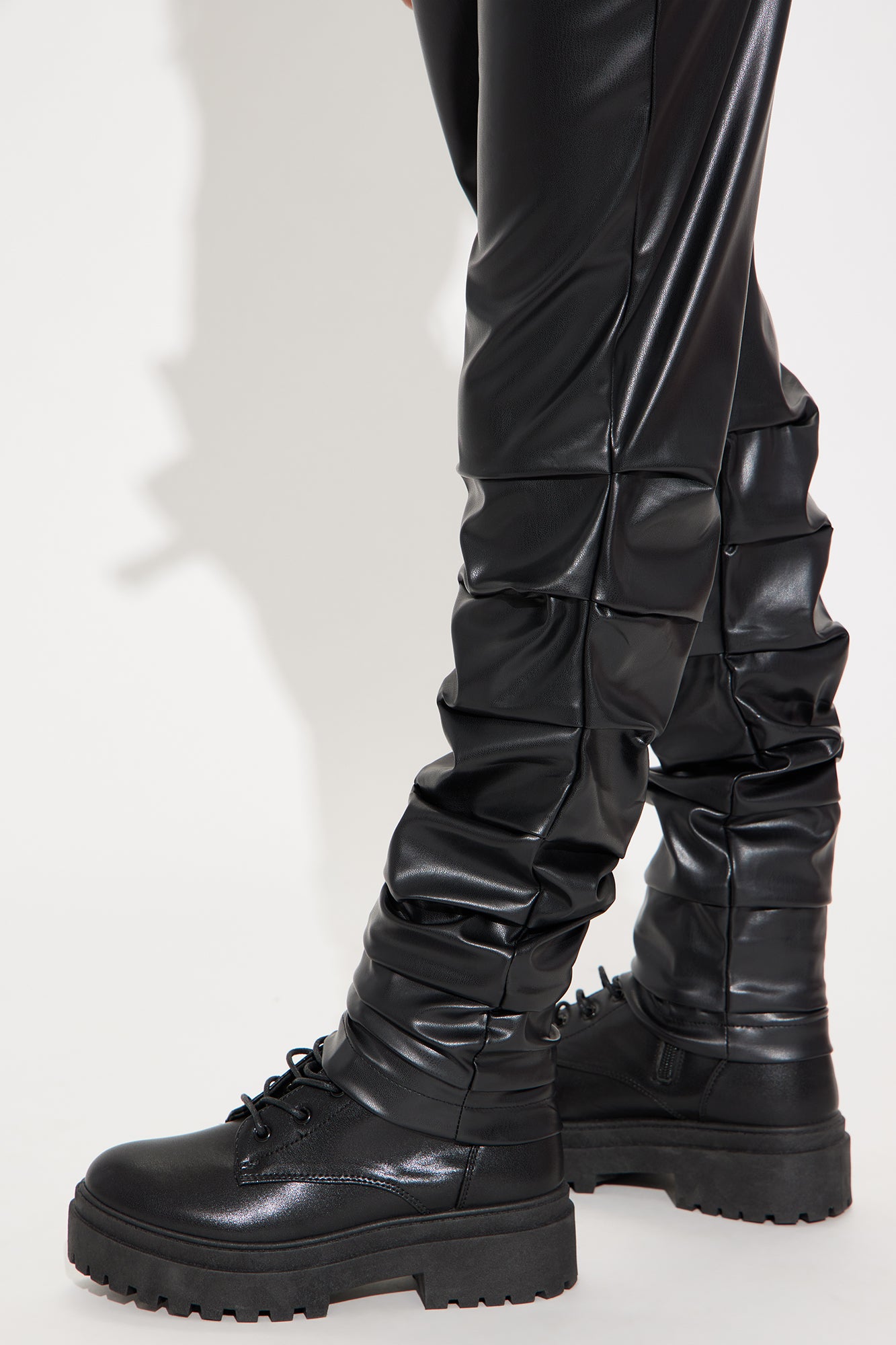 Mini The Better Time Faux Leather Stacked Pant - Black - Image 3