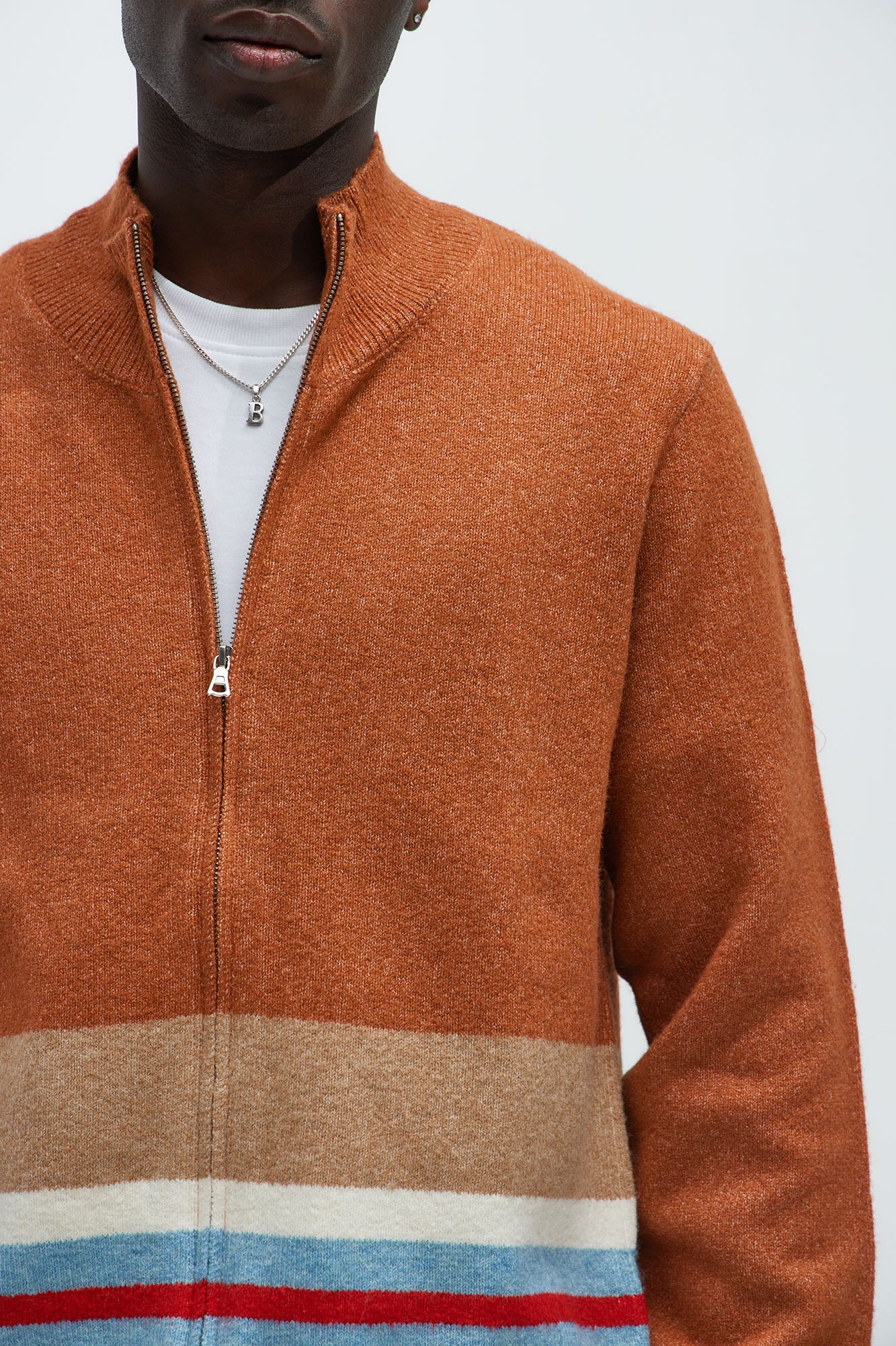 Wait Is Over Zip Sweater - Brown/combo - Image 3