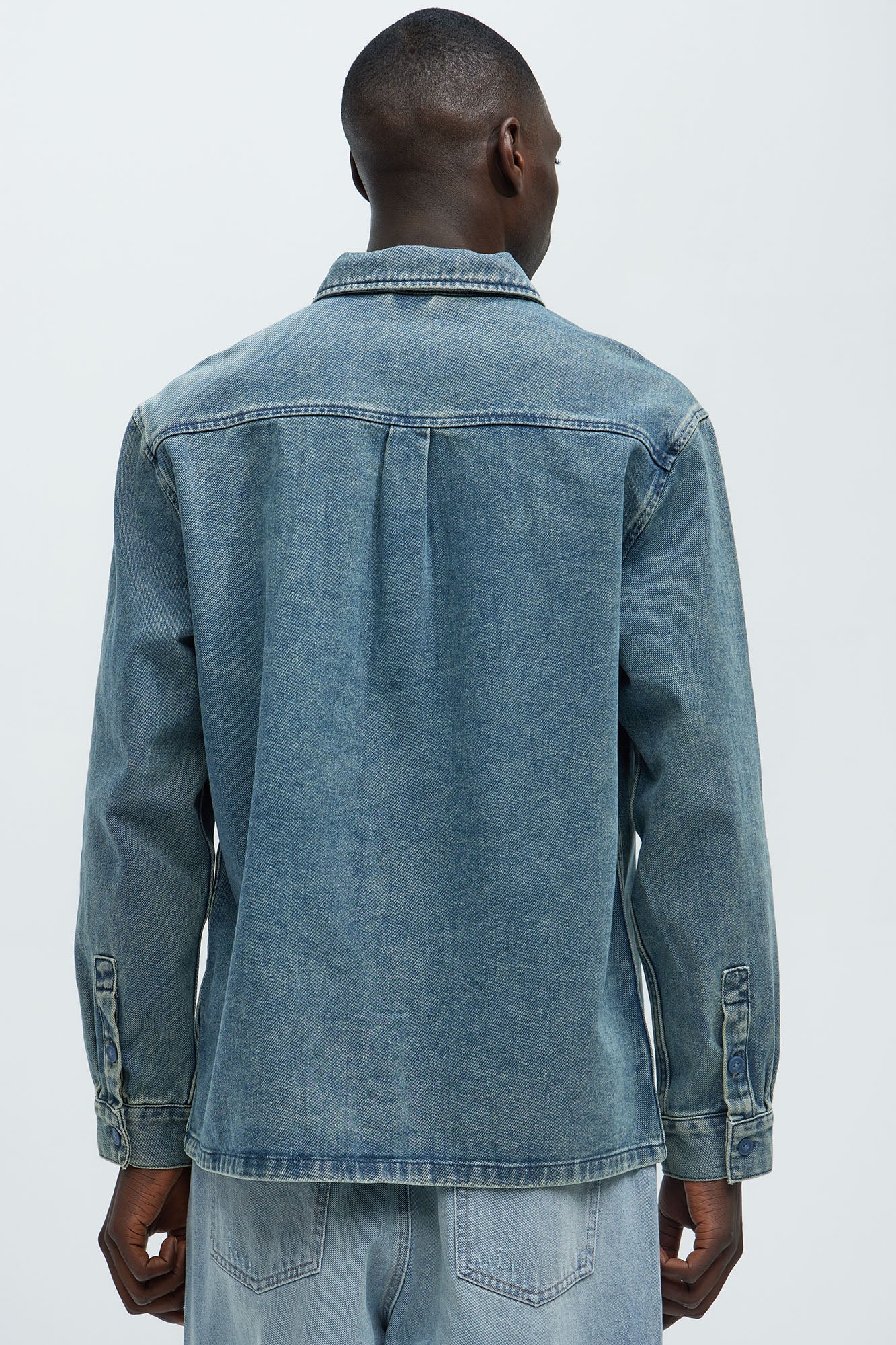 Hatton Denim Button Up Shirt - Medium Blue Wash - Image 4