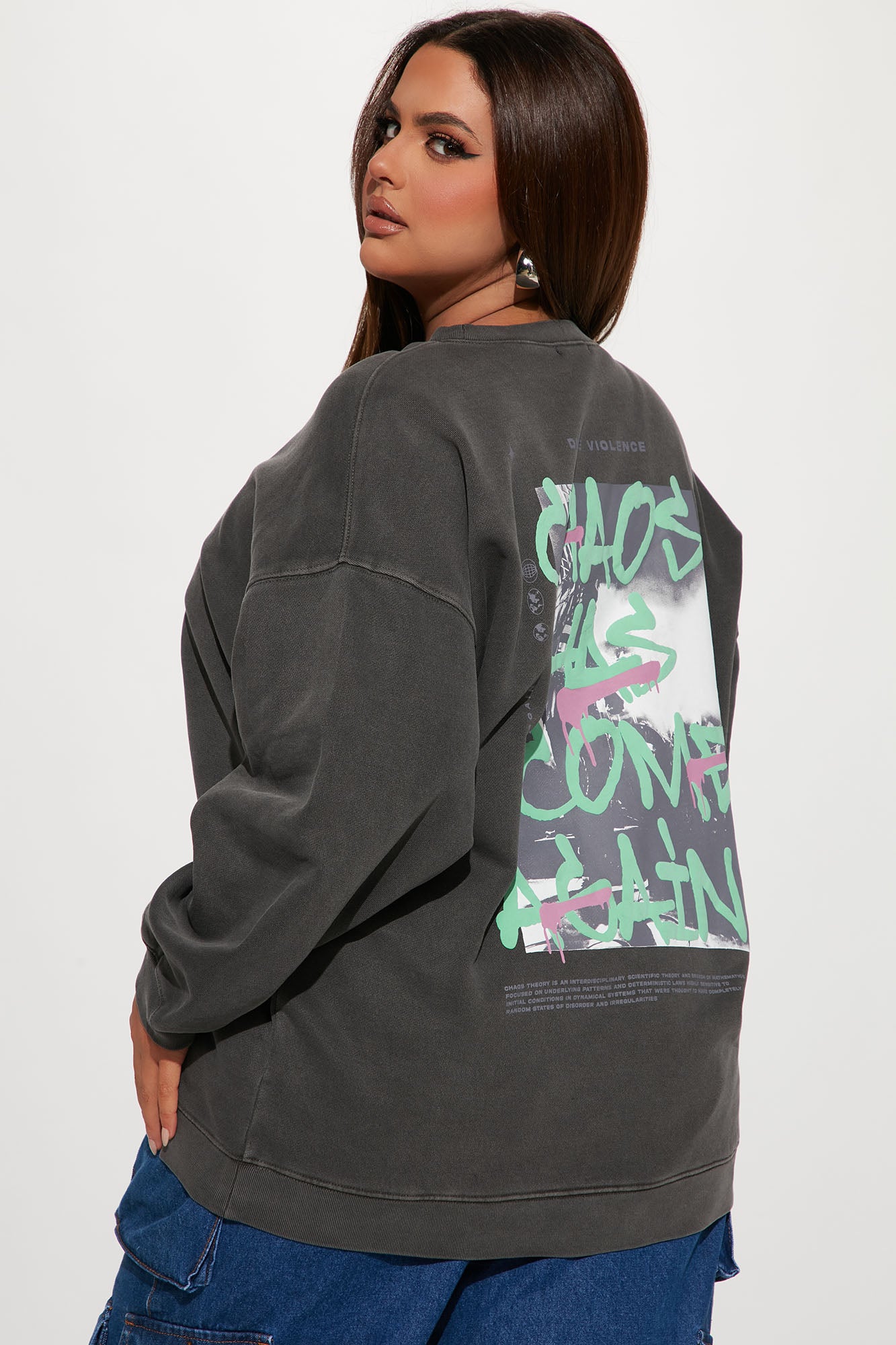 Break The Rules Puff Print Sweatshirt - Charcoal - Image 8